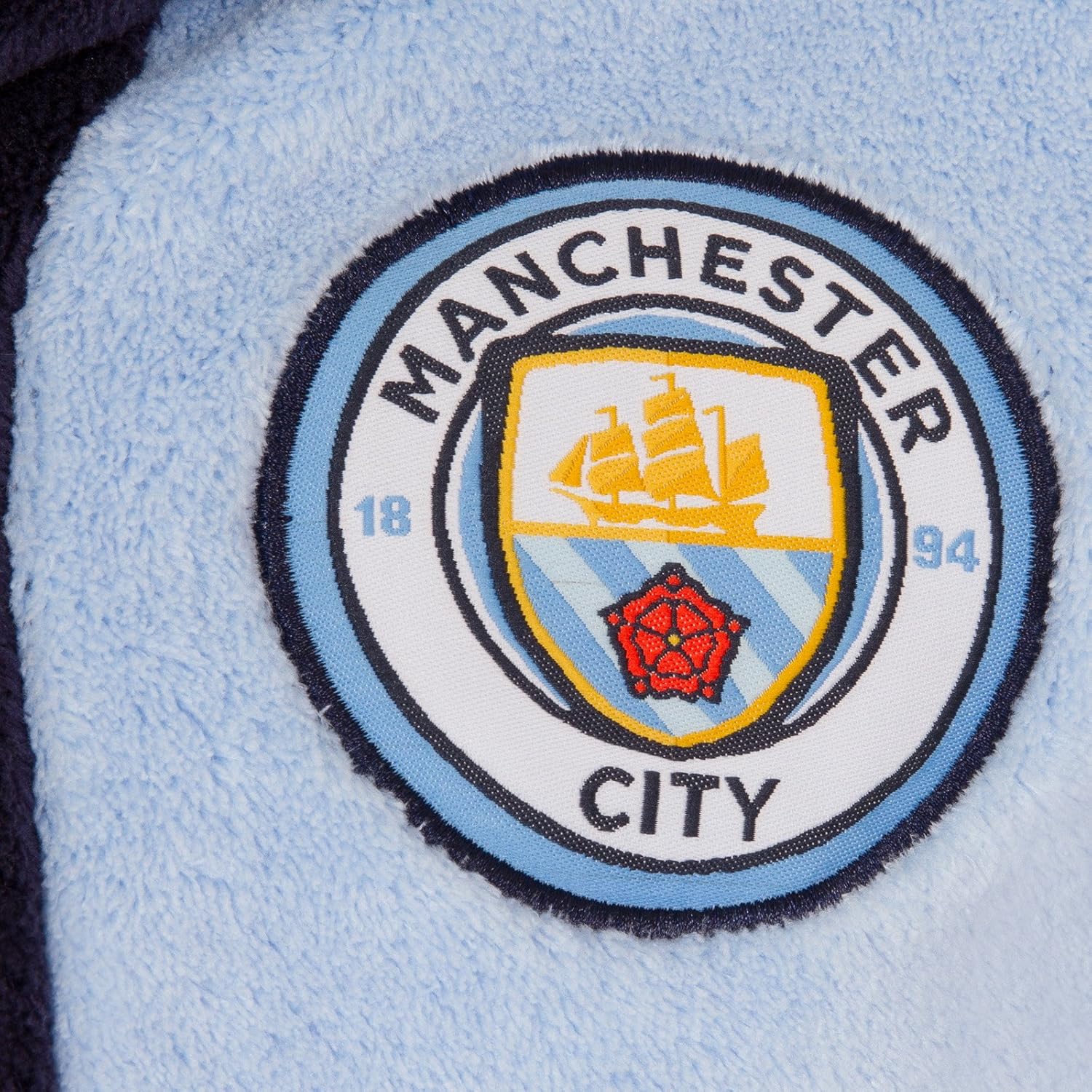 Manchester City FC Official Soccer Gift Boys Hooded Fleece Dressing Gown Robe