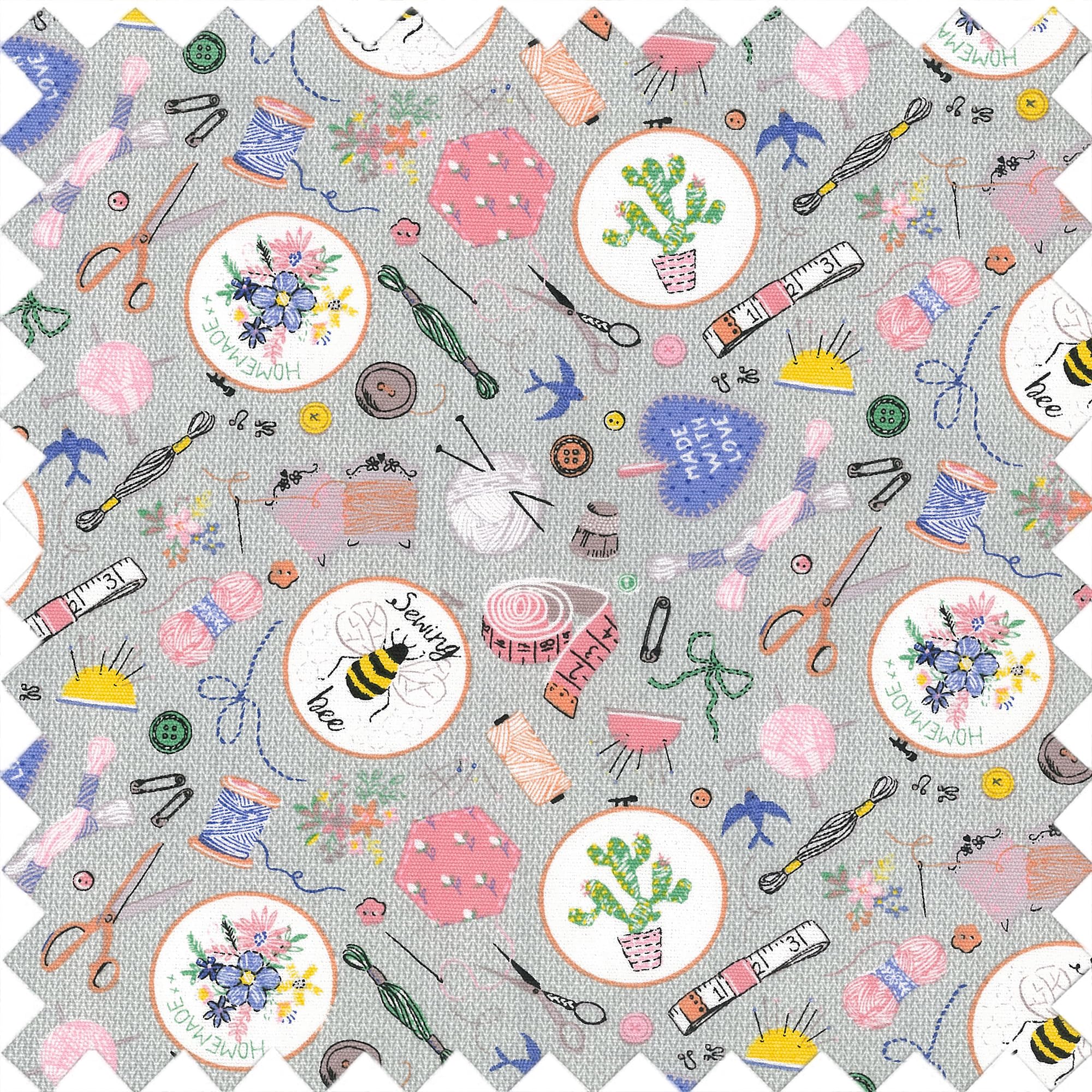 Hobby Gift Boîte à Couture Moyenne avec Poignée, Panier de Rangement Couture en Coton avec Compartiments pour Outils et Accessoires, Boîte Loisirs Créatifs, 18,5 x 25,5 x 14,5 cm, Fait Maison