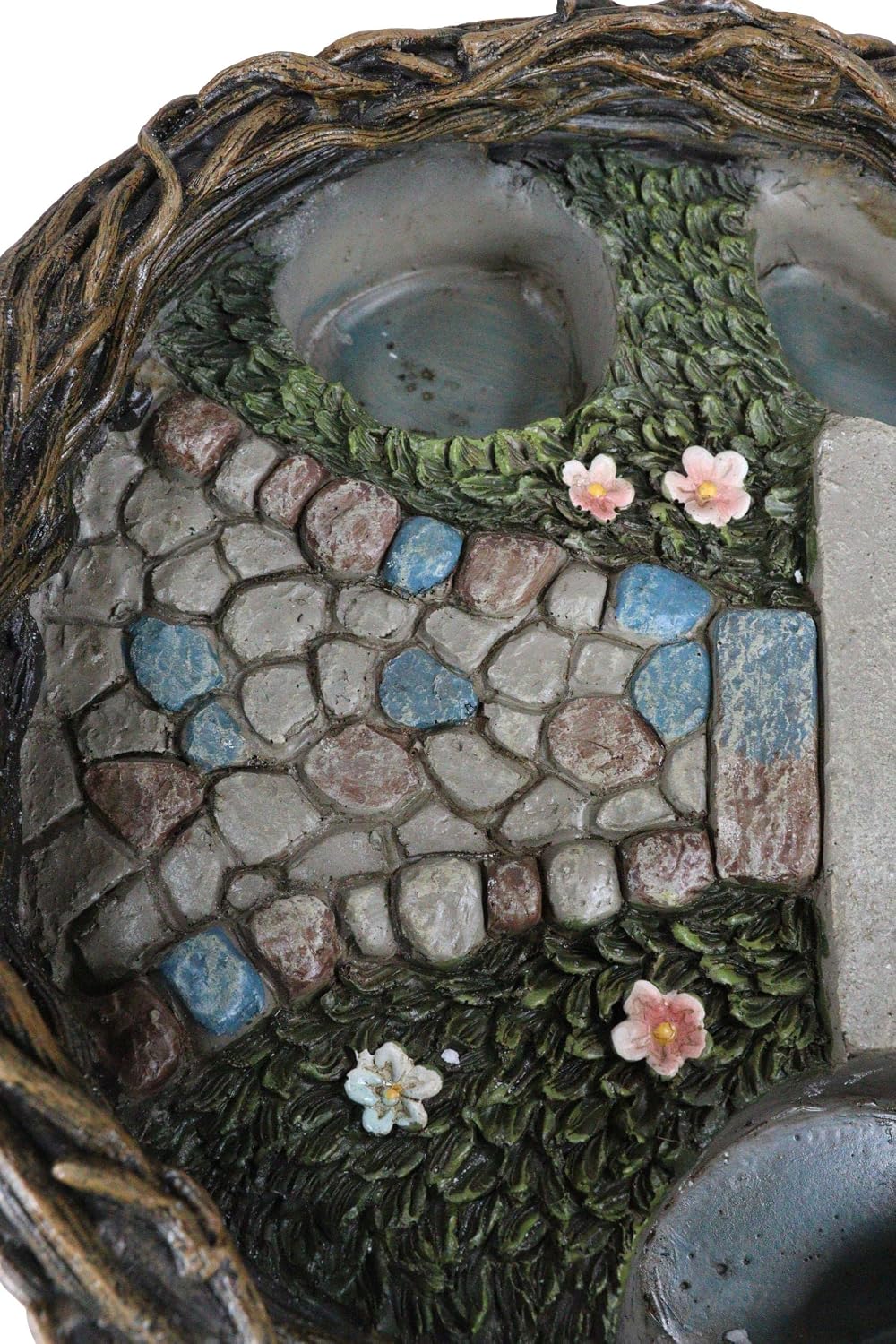 Ebros Gift Fantasy Whimsical Fairy Garden Cottage Rocky Steps Faux Bird Nest Planter Display Figurine with 3 Insert Holes 10" Long for Succulents Plants Nursery Mini Fairies Angels Gnomes