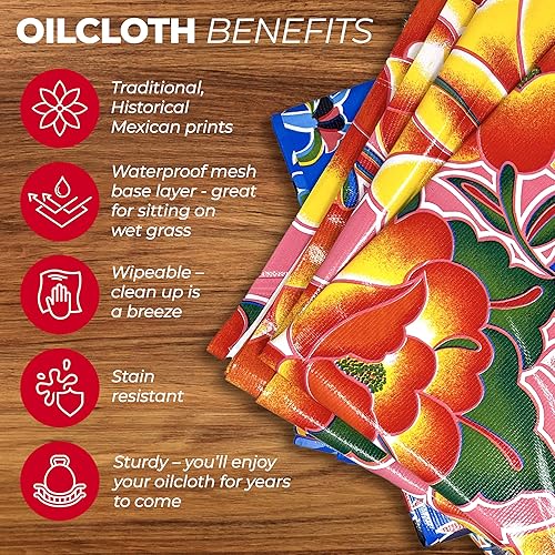 Miniatura 5 de The Fern Trail Mantel mexicano de tela de aceite  Mantel para exteriores  Paño de aceite  Tapete impermeable  Tapete de picnic  Mantel de vinilo