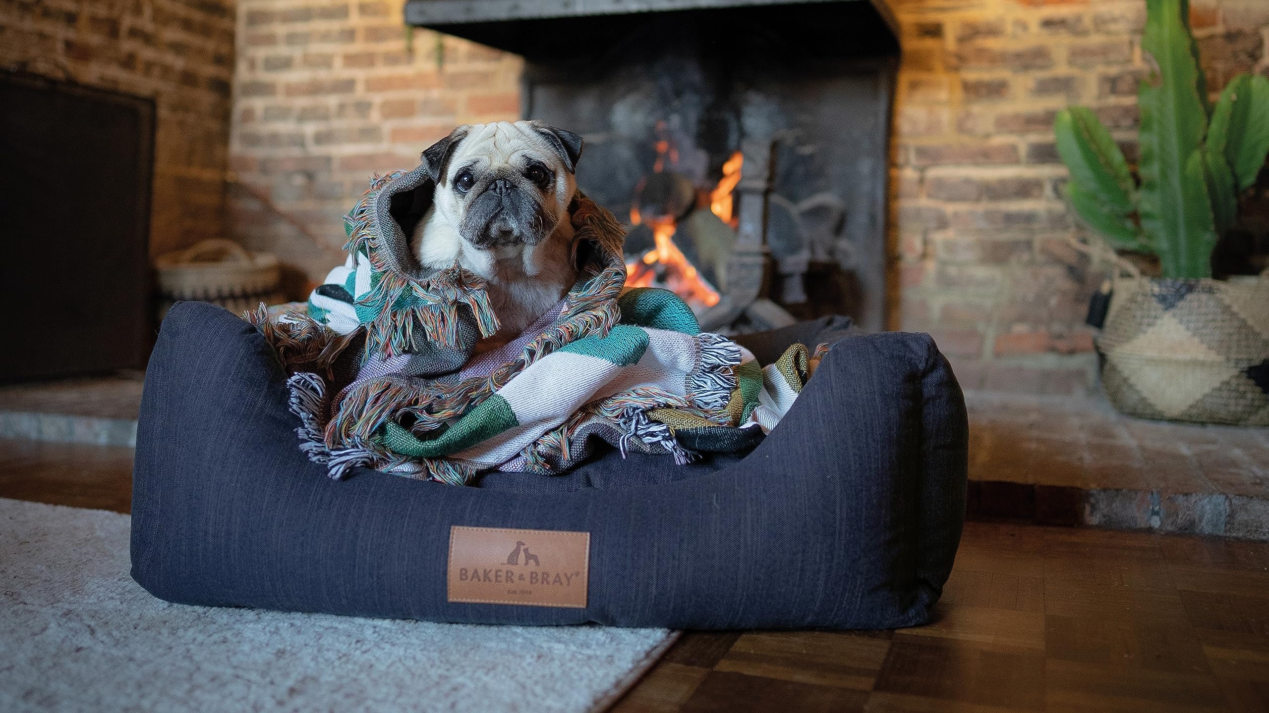 Baker and Bray - The Comfort - Eco Friendly Luxury Dog Bed European Made, Orthopaedic Memory Foam, Removable Washable Covers, Navy Blue (Large) Max Dog Weight 35 kg.