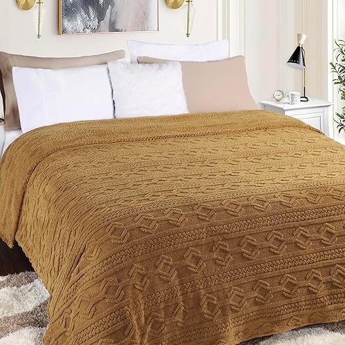 Superior Manta de forro polar de punto bohemio jacquard, mantas decorativas para dormitorio, sofá, mullida, esponjosa, ropa de cama suave, bonita