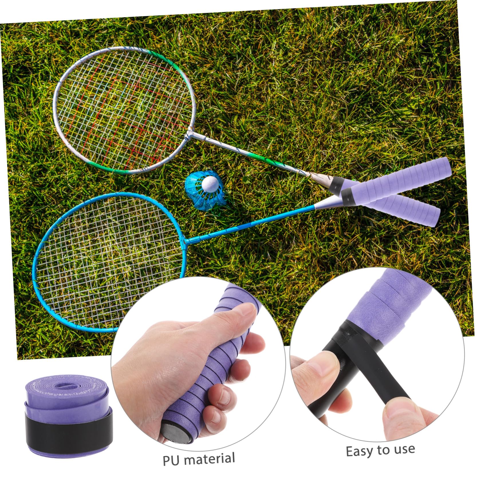 ibasenice 60 Pezzi Nastro per Impugnatura Racchetta da Tennis, Grip Racchetta, Pu Porpora, Assorbe Sudore, per Impugnature Racchette, per Atleti