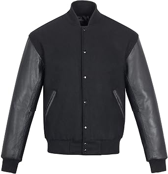 SW Varsity Jackets for Men, All Black, Large