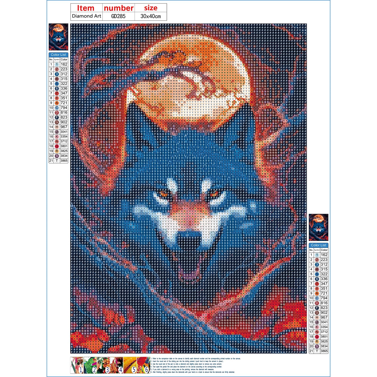 QINRUBB DIY Wolf Diamond Painting Erwachsene, 5D Nordlichter