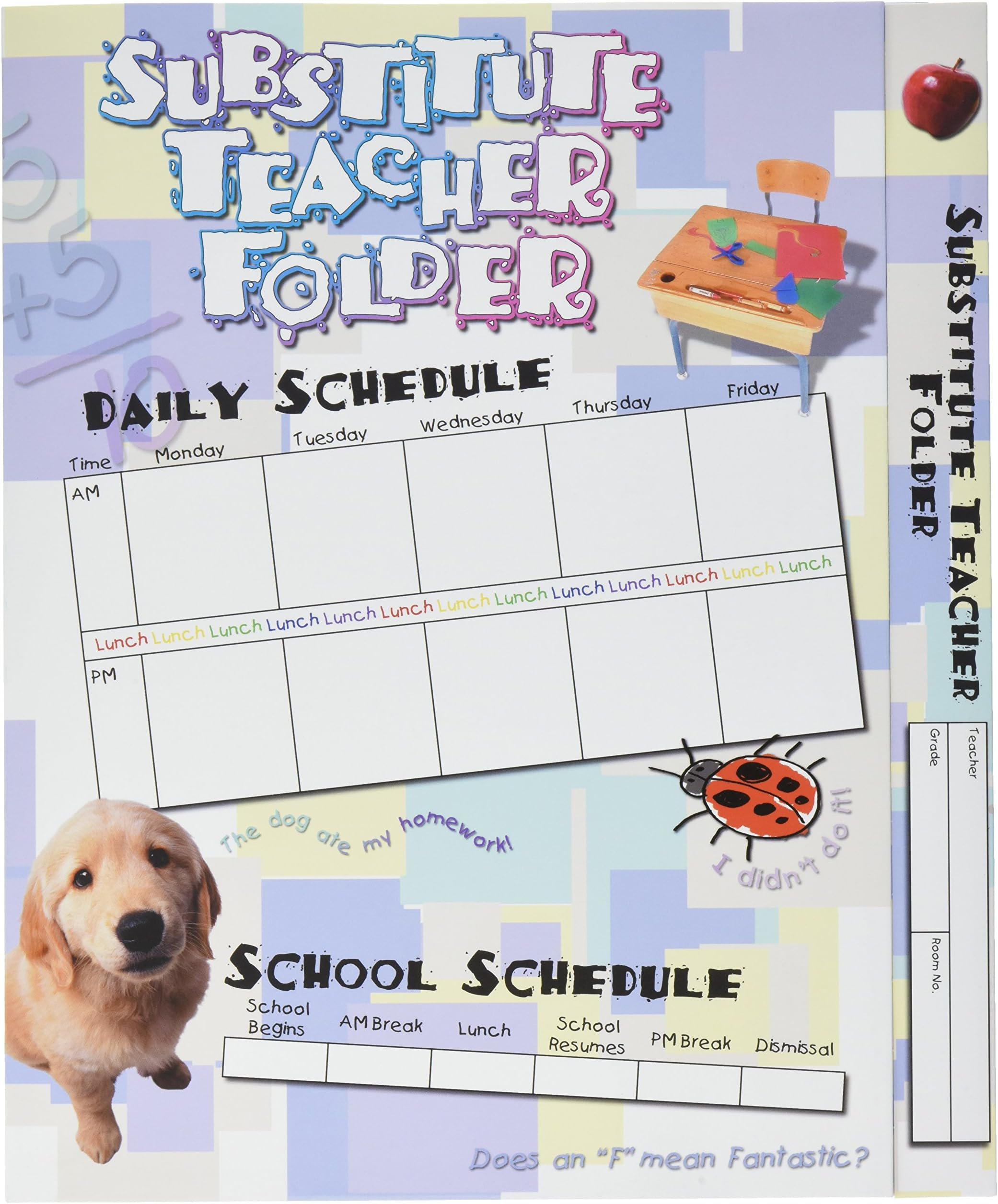 Hammond & Stephens 1295 Elementary Substitute Teacher Pocket Folder, 1" Height, 9.75" Width, 11.75" Length (Pack of 12)