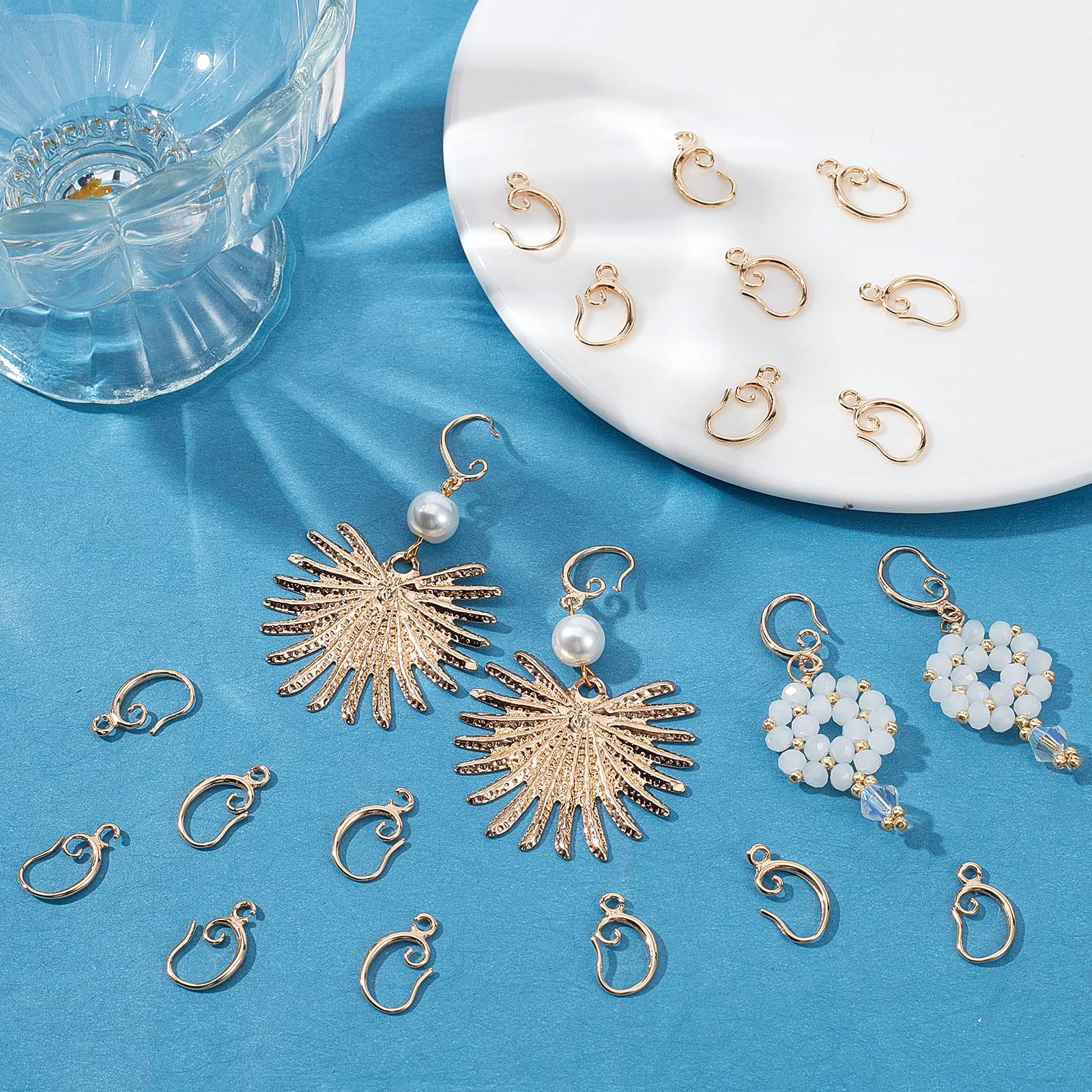 30 Crochets Boucles D'Oreilles Beebeecraft Laiton Plaqué Or 14K - Avec Fermoir Pendentif