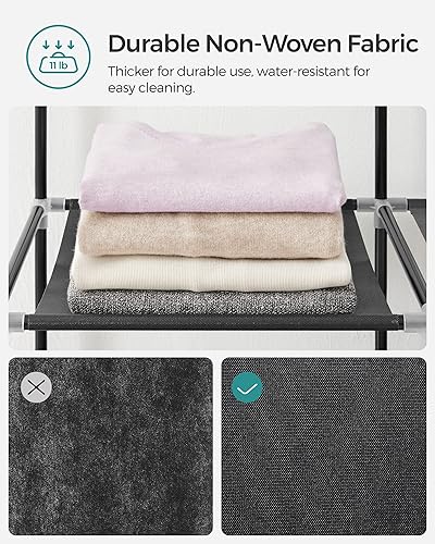 Miniatura 8 de SONGMICS URYG12GY y URYG094B02 - Organizador de armario portátil, organizador de armario con cubierta, armario de tela con varillas para colgar,