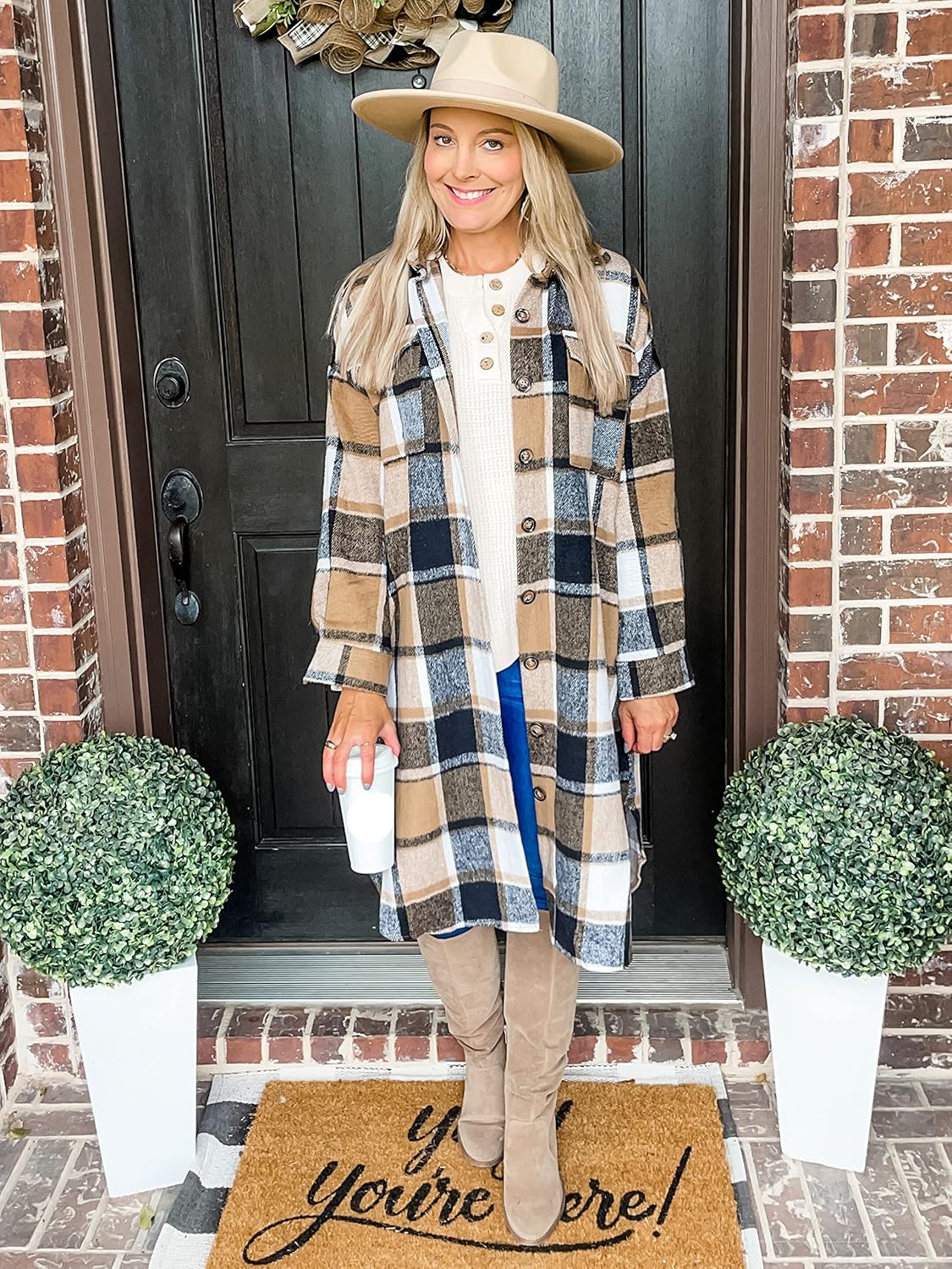 Women's 2025 Casual Flannel Plaid Shacket Long Sleeve Button Down Lapel Pocketed Jacket Shacket - image 2