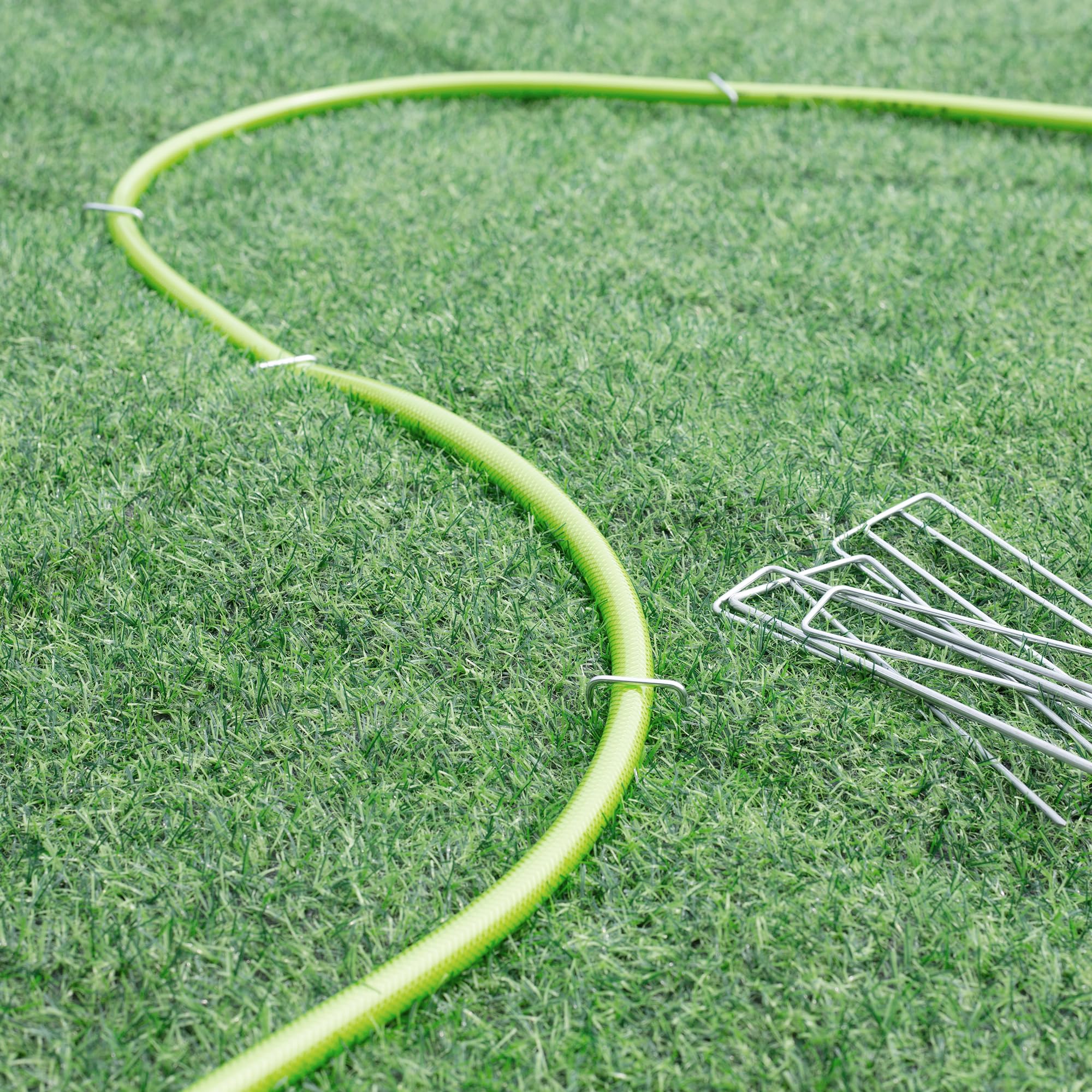 200 Piezas 20cm Ø 3mm Estacas Resistentes para Jardín - Grapas de Acero Galvanizado para Fijar Telas Antihierba, Redes y Tubos de Riego con 1 Gancho de Selección