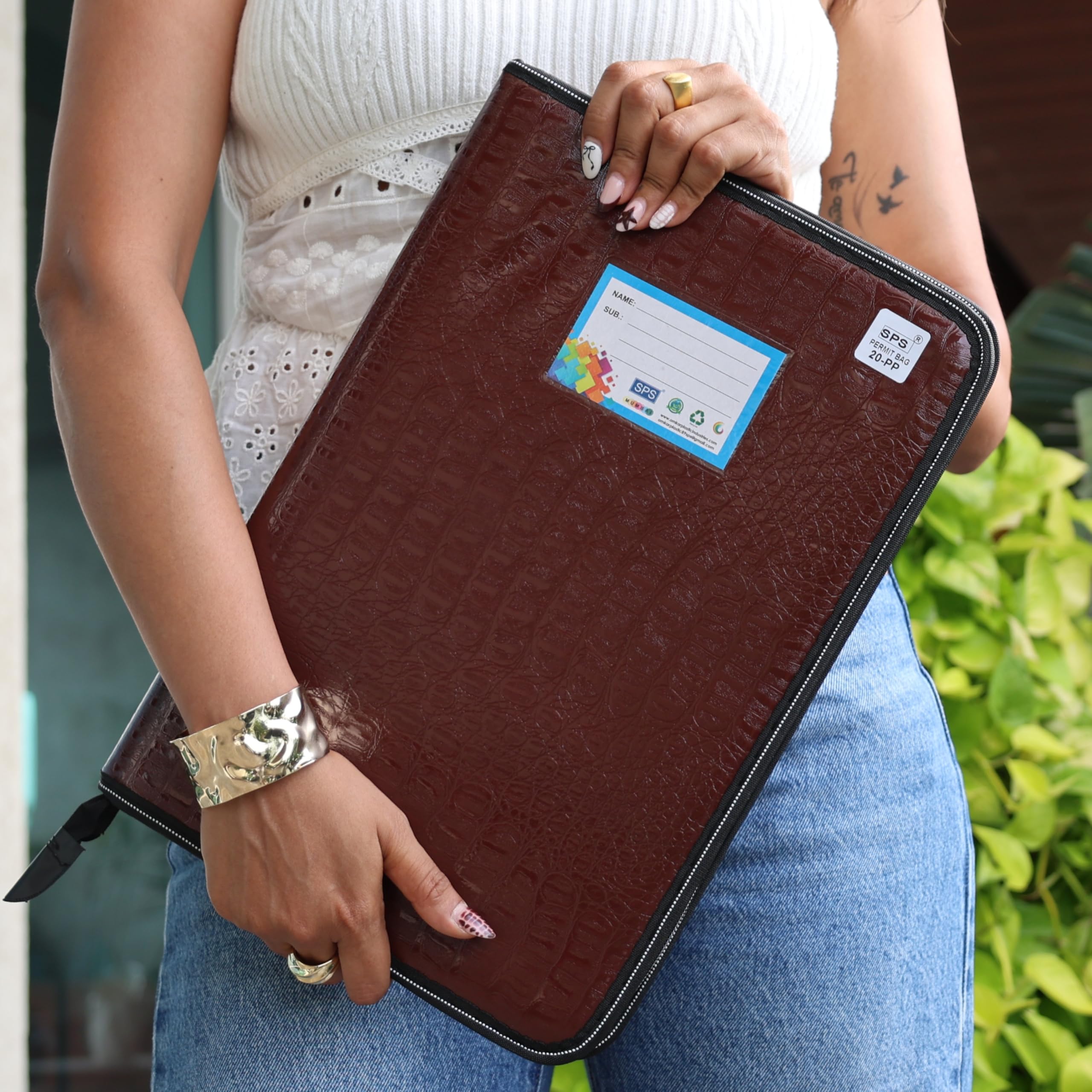 SPS Premium PU Leather File Folder | 20 Sleeves for A4 & FC Size Documents | Black — Amazon image 9