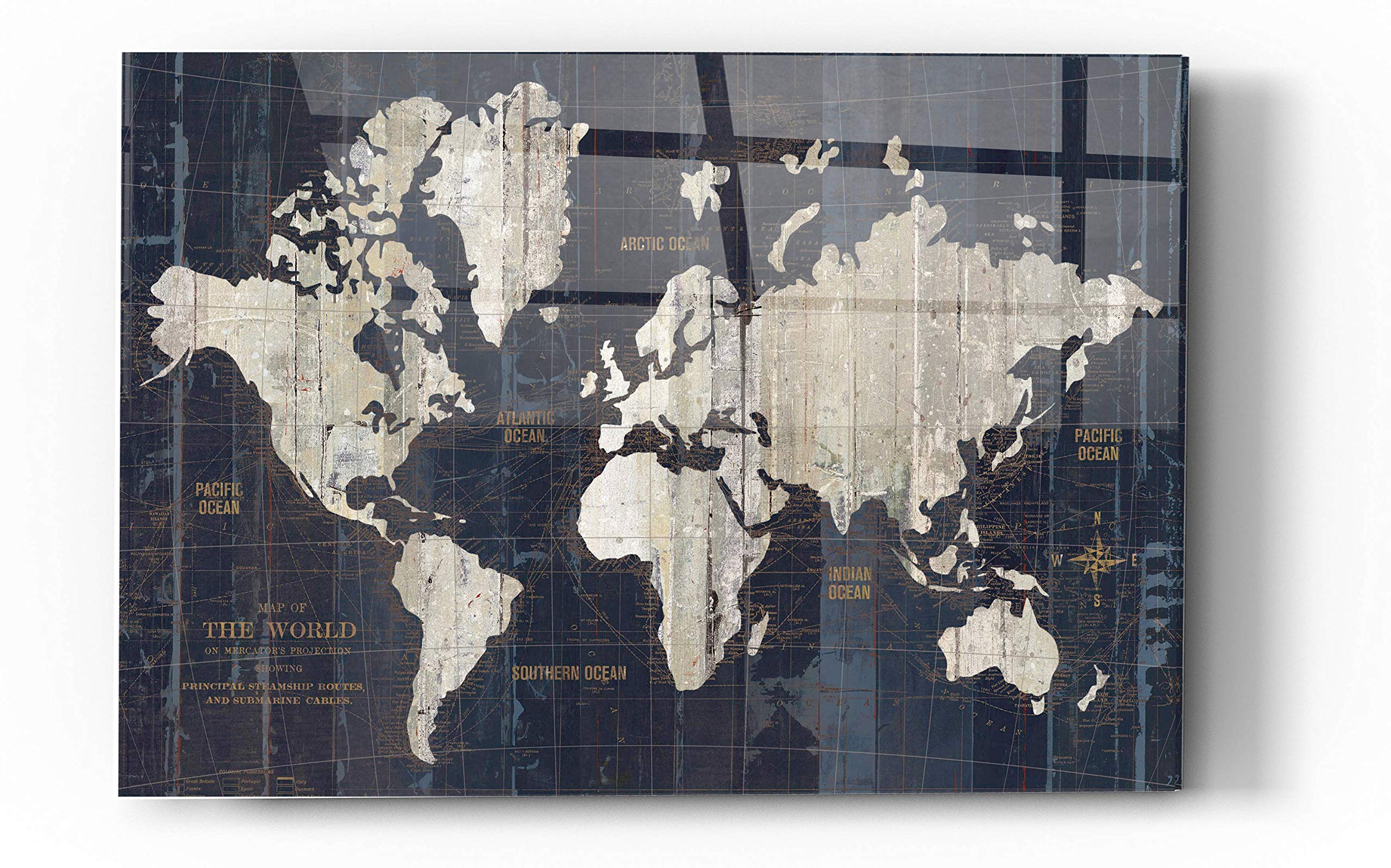 Epic Art 'Old World Map' by Wild Apple Portfolio, Acrylic Glass Wall Art, 24