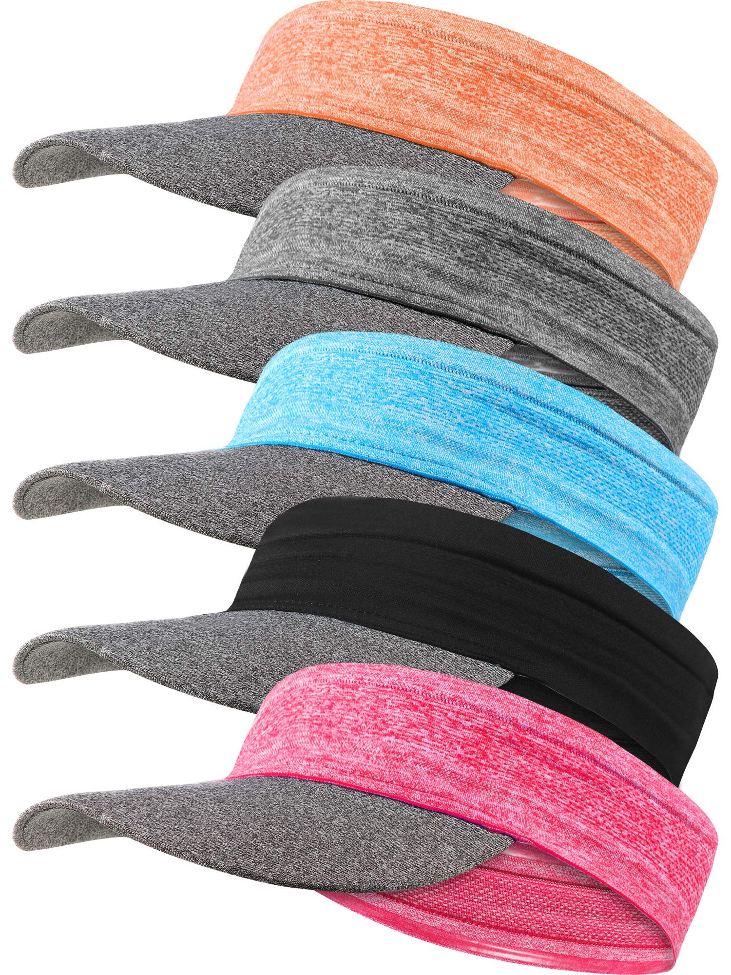 5 Pieces Visor Hat Sun Visor Caps Lightweight Quick Dry Hat Adjustable Sports Hat for Women Men Golf Tennis Cycling Running Jogging, 5 Colors Multicoloured