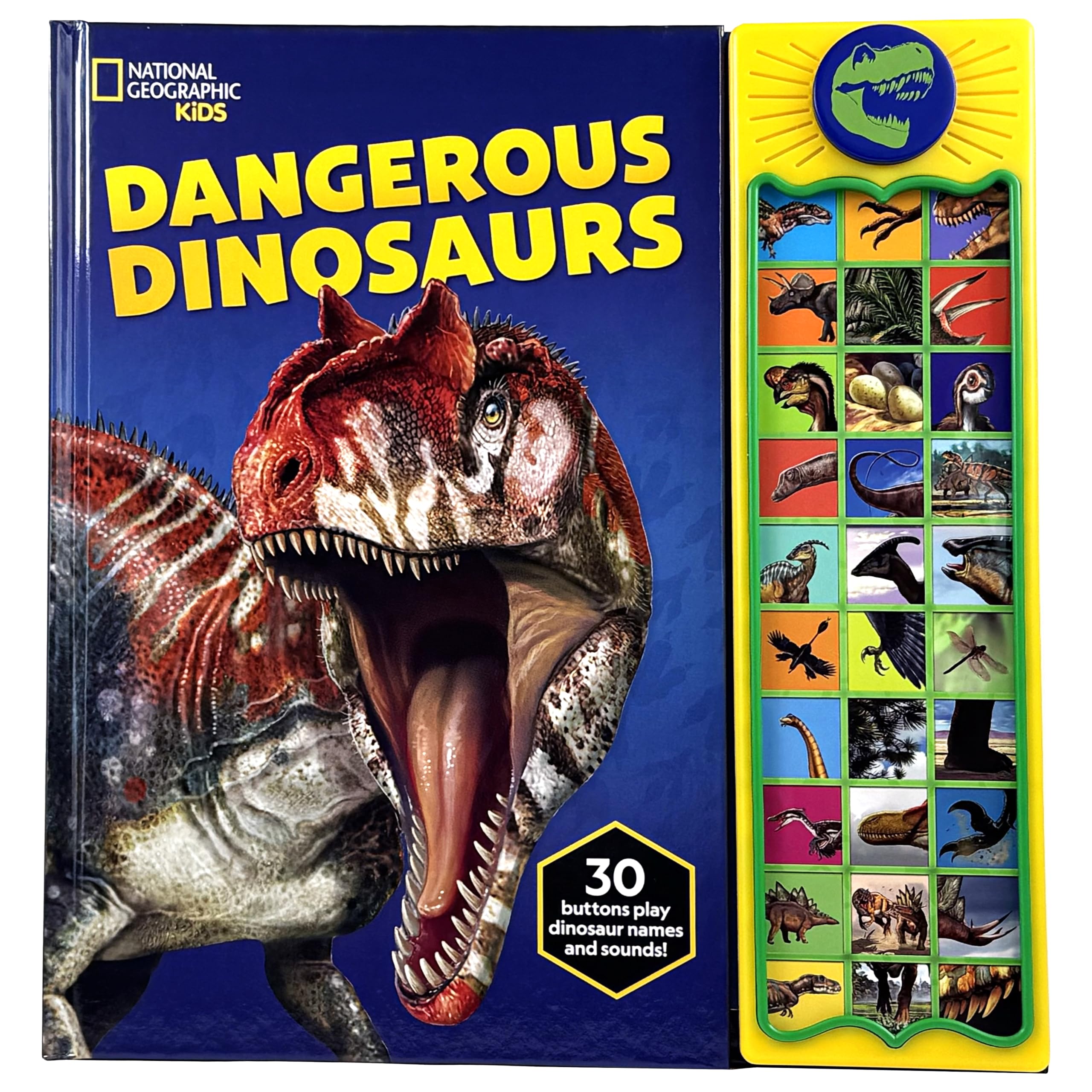 National Geographic Kids - Dangerous Dinosaurs 30-Button Animal Sound Book - Plays Dinosaur Names and Sounds - PI Kids