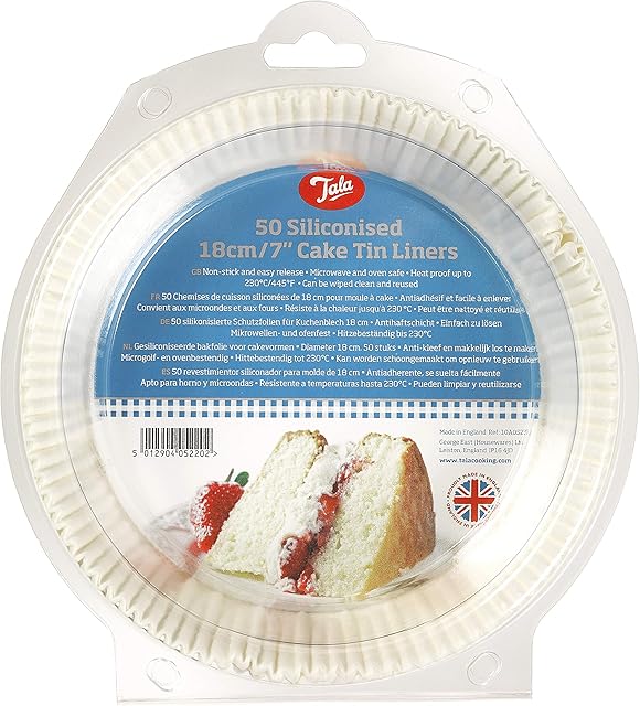 Tala 10A05220 Siliconised Cake Liners, Pack of 50, White, 18 cm Cake Tin