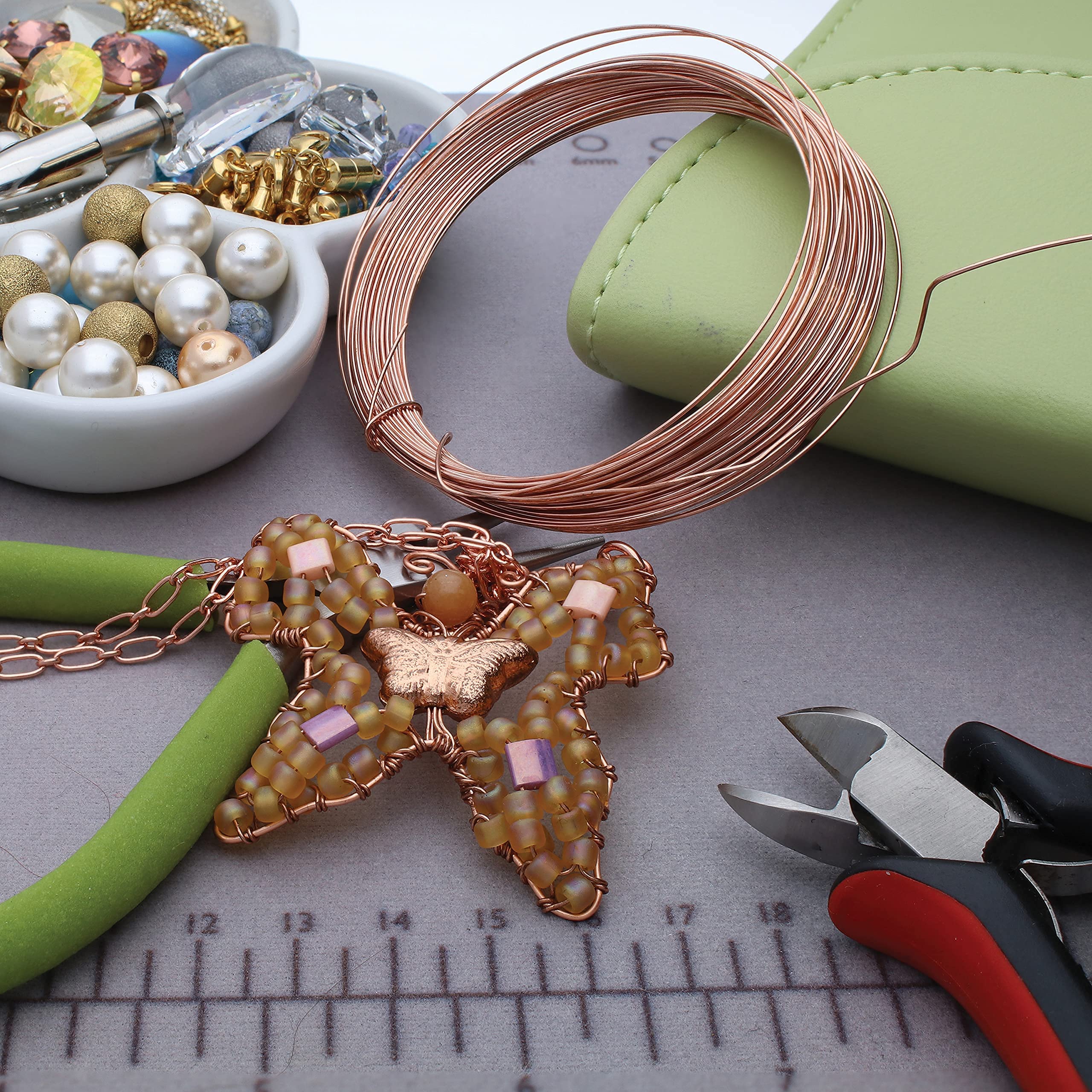 The Beadsmith Fil de bijouterie allemand - 0,6 mm de diamètre, calibre 22, bobine de 10 m - 100 % cuivre - Fil utilisé pour la fabrication de bijoux