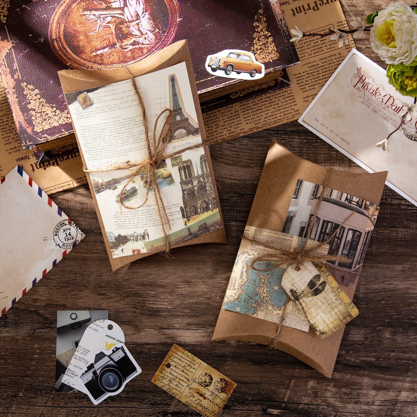 Kit Scrapbooking Vintage 200 Pezzi - Carte Decorative, Adesivi Washi E PET - Aesthetic Per Bullet Journal, Diario E Album Fotografico