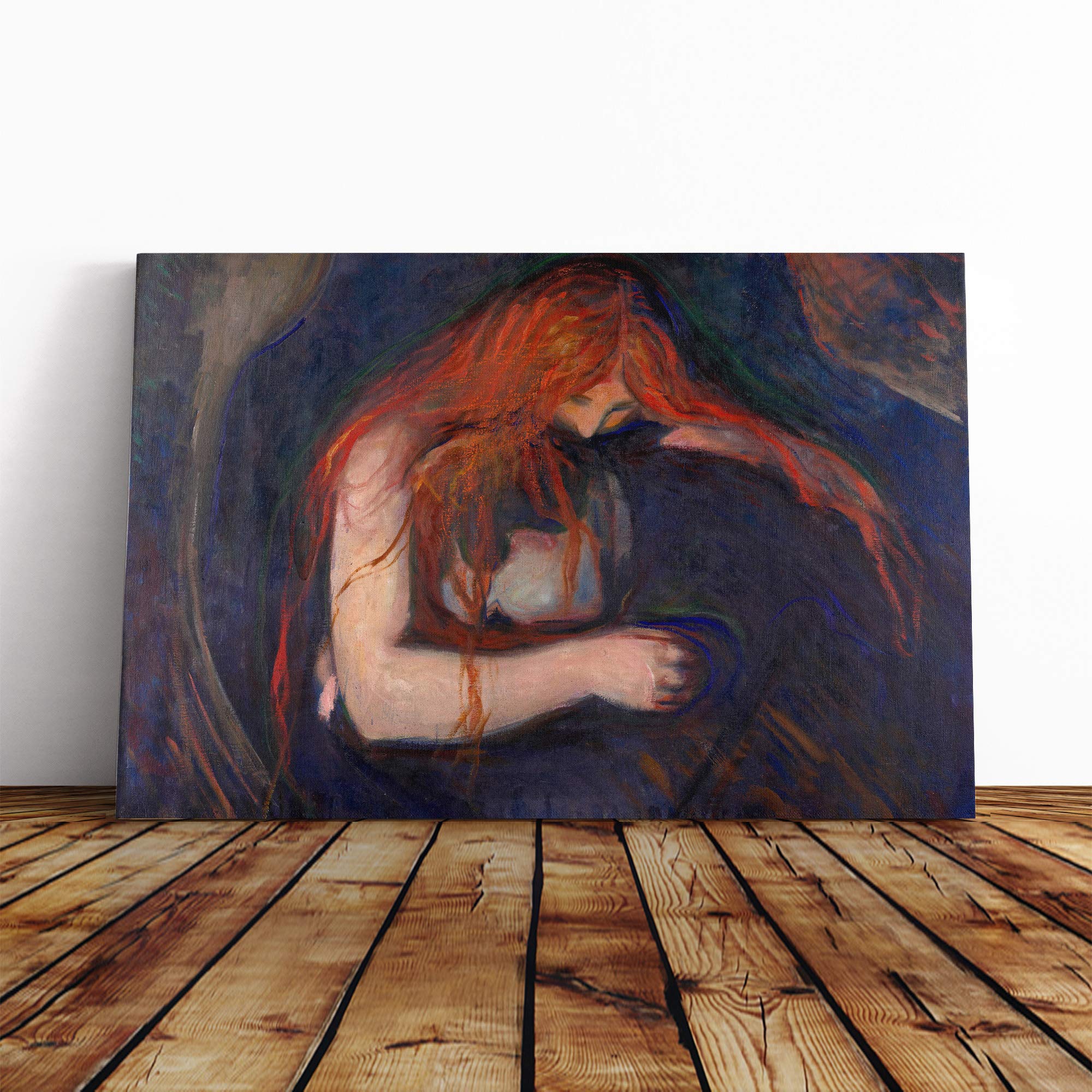Edvard Munch The Vampire Canvas Print | Gallery Wrapped 30mm Frame Wall Art | 20x14 inches | Ready to Hang | Modern Horror Picture | Living Room Bedroom Lounge Office
