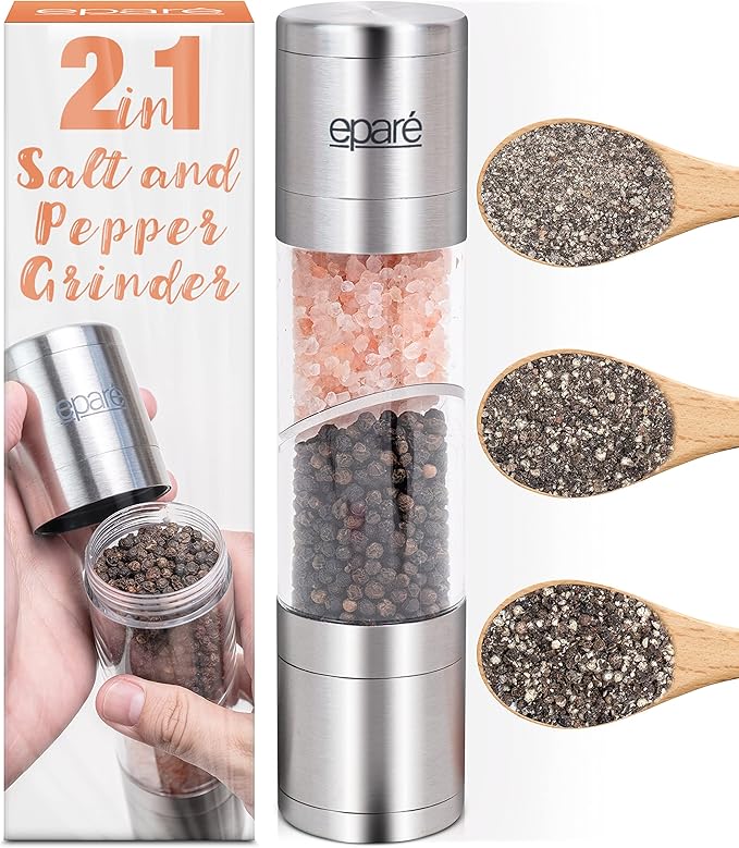 Dual Salt & Pepper Grinder Manual Combo Mill Grinders Space Saver 2