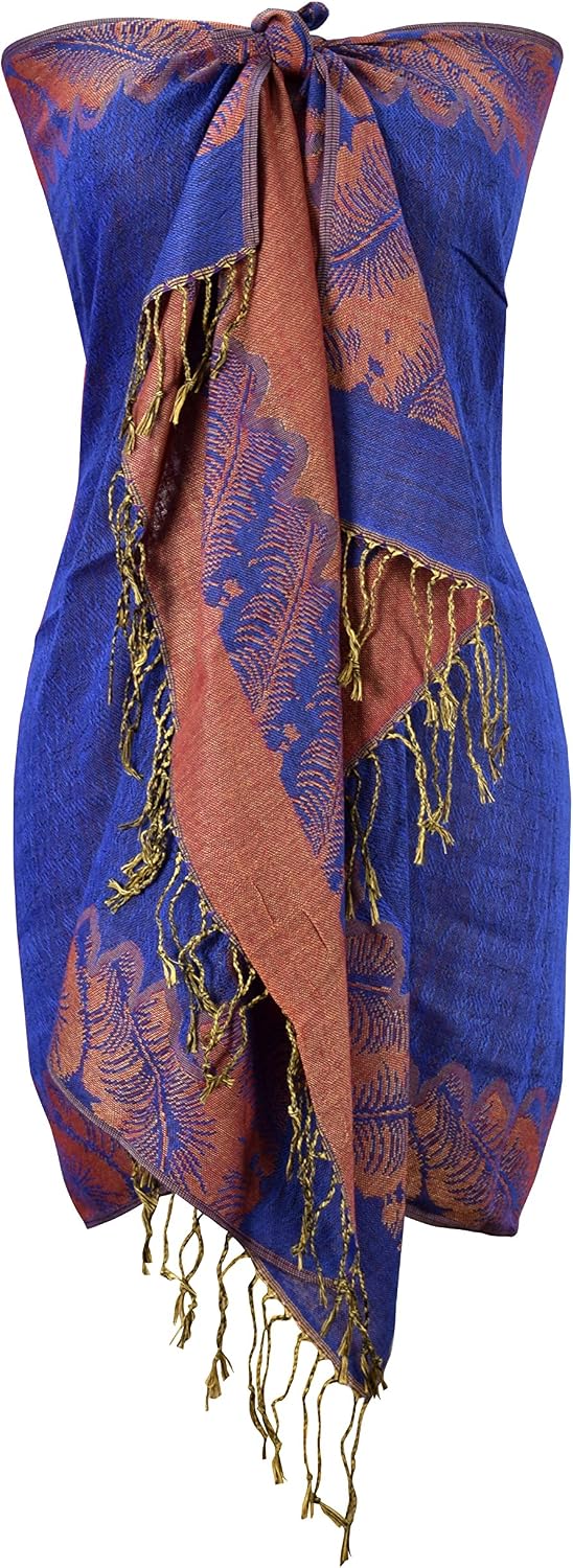 Peach Couture Women's Ravishing Reversible Jacquard Paisley Shawl Wrap Pashmina image 3