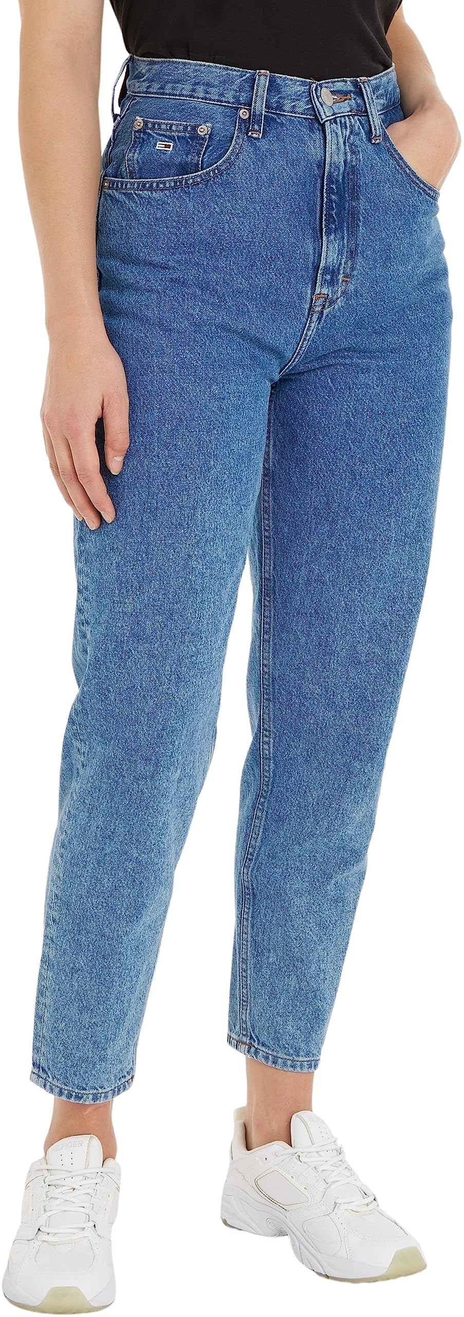 Tommy Jeans Women's Mom Jean Uhr Tprd Nos 6011 Pants, Denim Light, 28W / 30L