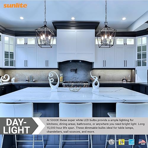 Miniatura 5 de Sunlite 41777 Bombilla LED B13 decorativa para araña, 7 vatios (60 W  ), 500 lúmenes, 120 voltios, regulable, base E26, Energy Star, 90 CRI,