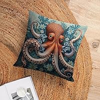 Vista 13 de Funda de cojín de pulpo costero para exteriores, decoración moderna de 18 x 18 pulgadas, decoración náutica costera de playa, casa, vida marina