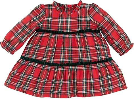 knee length dresses for ladies Luli & Me Girls Red Holiday Scottish Tartan Smocked Dress main image 0