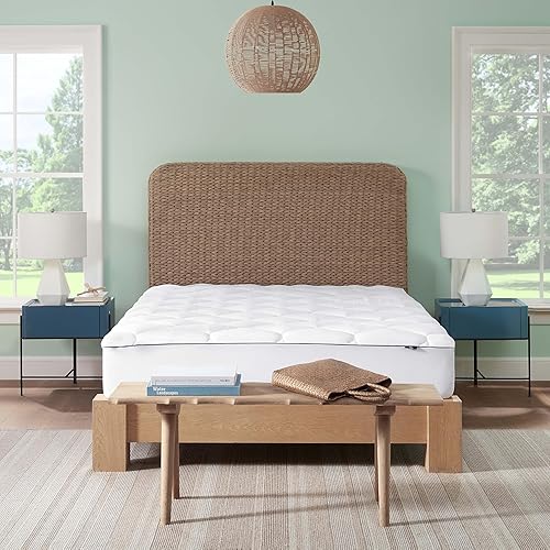 SERTA Ocean Breeze - Protector de colchón elástico y transpirable con bolsillo de 18 pulgadas de profundidad y 4 agarres de esquina para todas las