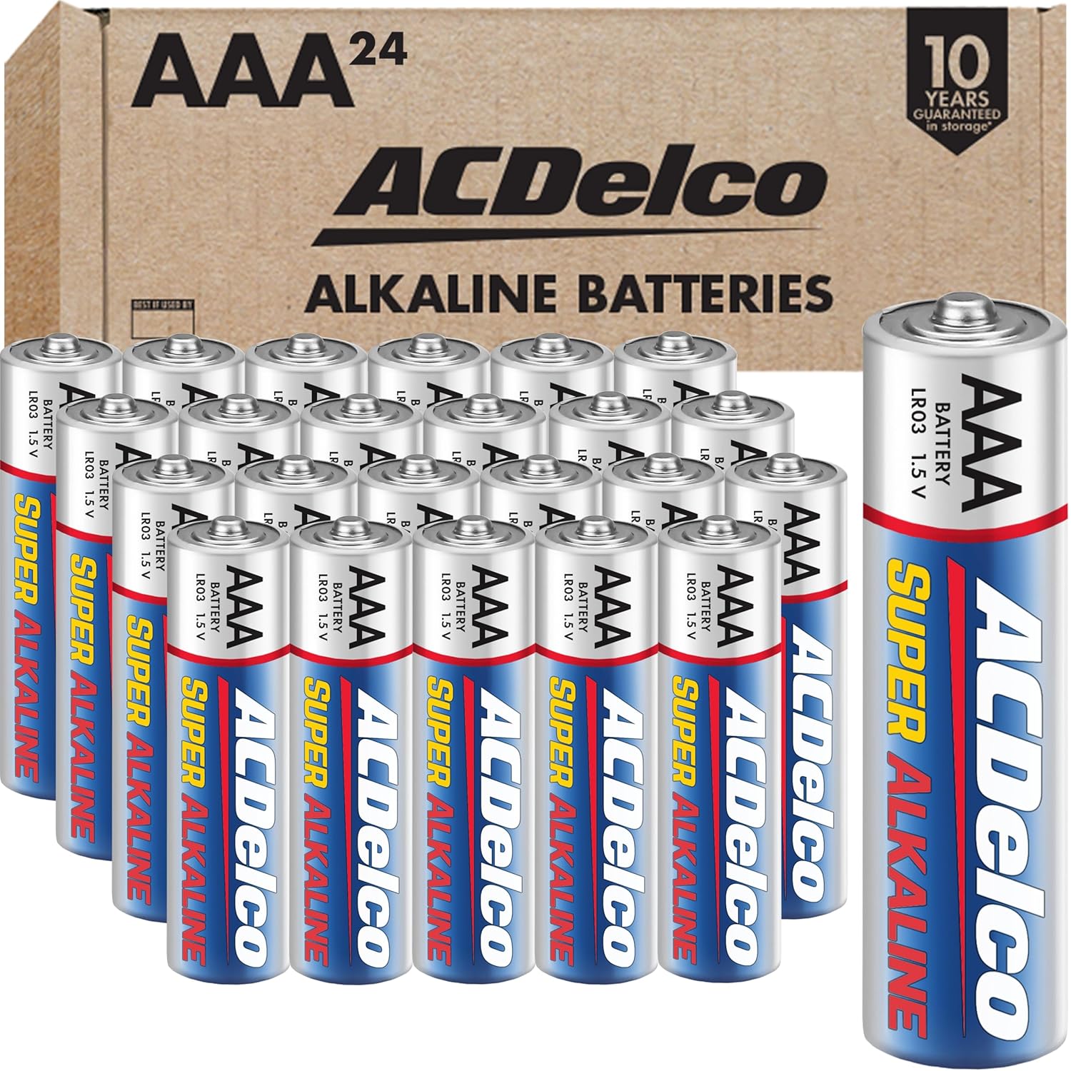 ACDelco 24-Count Triple AAA Batteries Maximum Power Super Alkaline Battery for Home and Office 10-Year Shelf Life Reclosable