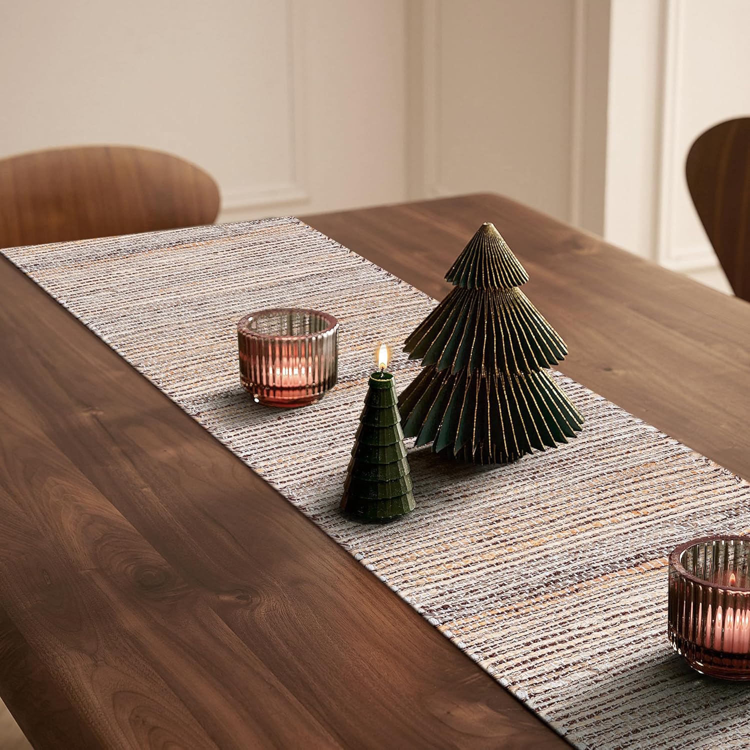 Boho Jute Table Runner for Dining Tables, Rustic Brown Table Runner Farmhouse Style , Cotton and Jute Neutral Colorful Indoor Kitchen Decor, 13 X 72 Inch, - Natural- Brown