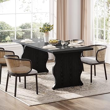Tribesigns Black Dining Table for 4-6, 63-Inch Rectangular Modern Kitchen Table, Farmhouse Large Kitchen & Dining Room Furniture