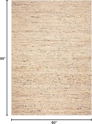 Miniatura 7 de SAFAVIEH Natura Collection - Alfombra de área de 5 x 8 pies, color beige, lana hecha a mano, ideal para zonas de alto tráfico en sala de estar,