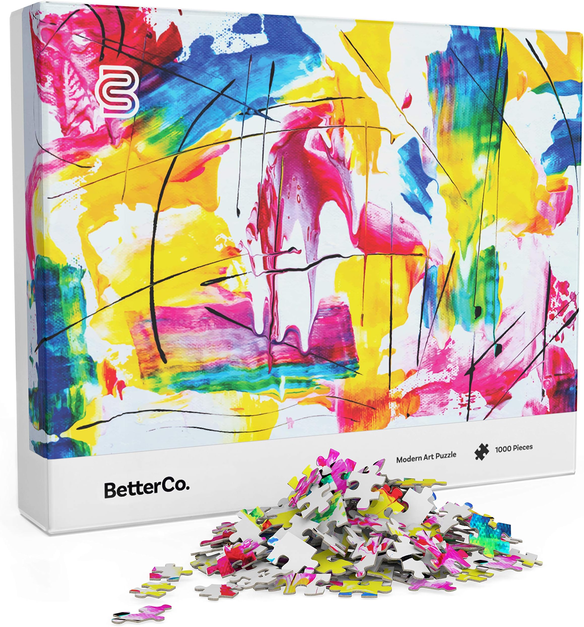 BetterCo.Modern Art Puzzle for Adults - 1000 Pieces - Challenge Yourself with Difficult Abstract Paint Puzzles for Adults, Kids, and Teens