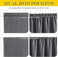 Vista 4 de NICETOWN Cortinas de puerta francesa para oscurecer la habitación, cortinas de lino sintético de privacidad, 30 x 72 pulgadas, persianas de puerta