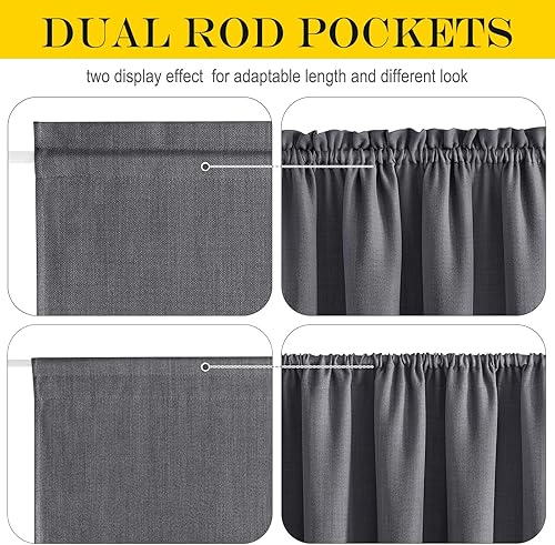 Miniatura 4 de NICETOWN Cortinas de puerta francesa para oscurecer la habitación, cortinas de lino sintético de privacidad, 30 x 72 pulgadas, persianas de puerta