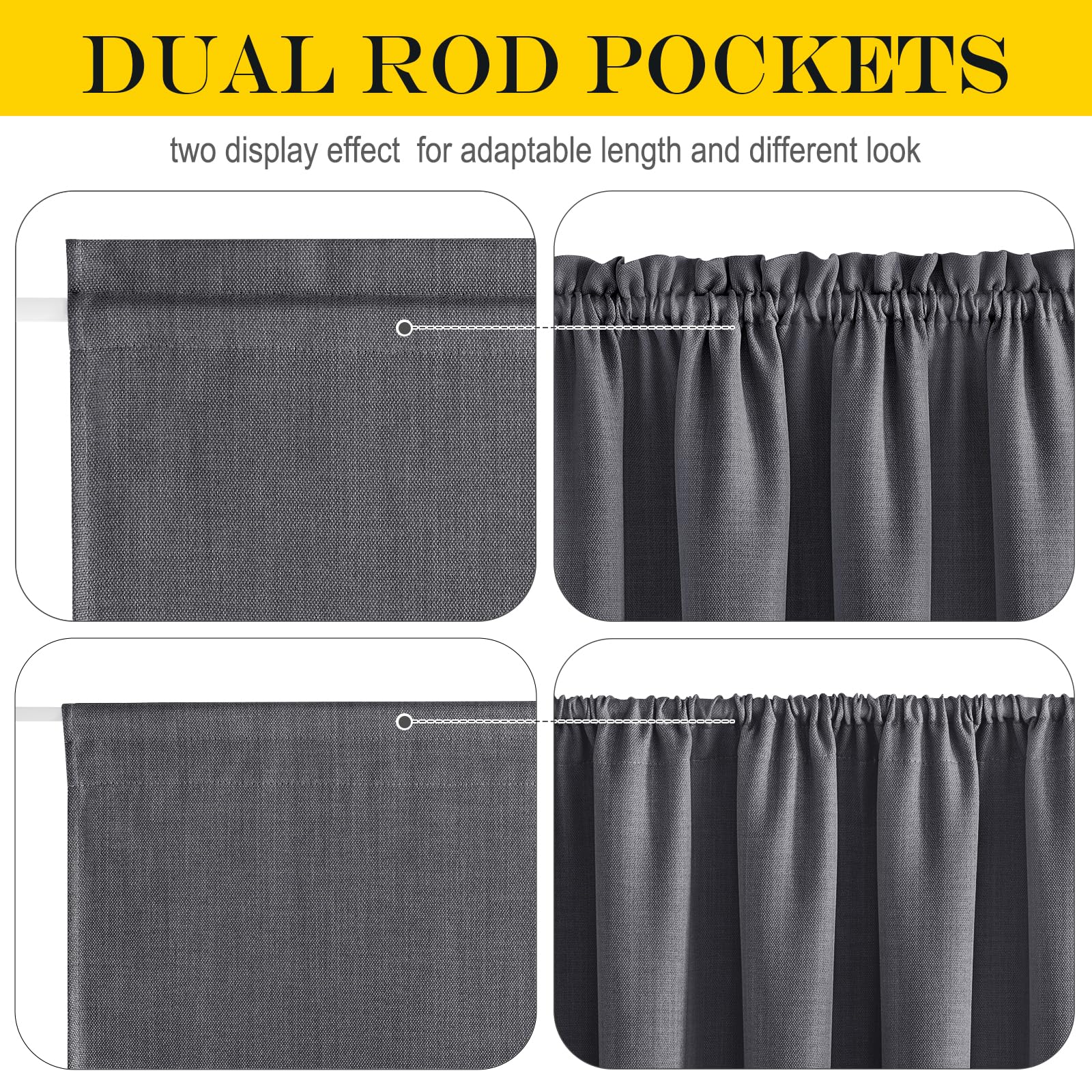 NICETOWN 1 Panneau de Rideaux occultants en Faux Lin pour Porte-fenêtre, 76,2 x 182,9 cm, Isolation Thermique avec Passe-Tringle, Gris Anthracite