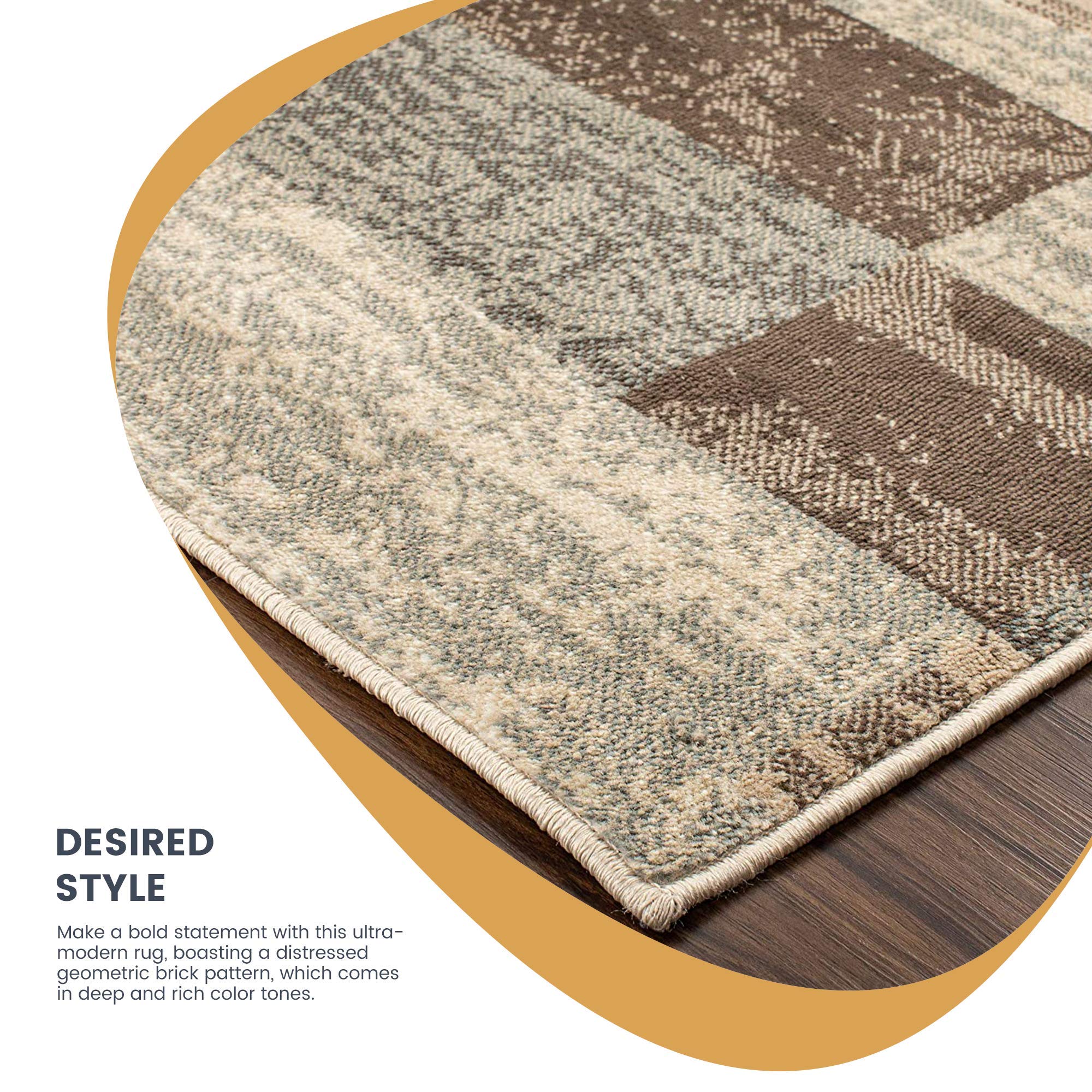 SUPERIOR Rockwood Modern Geometric Patchwork Polypropylene Indoor Area ...
