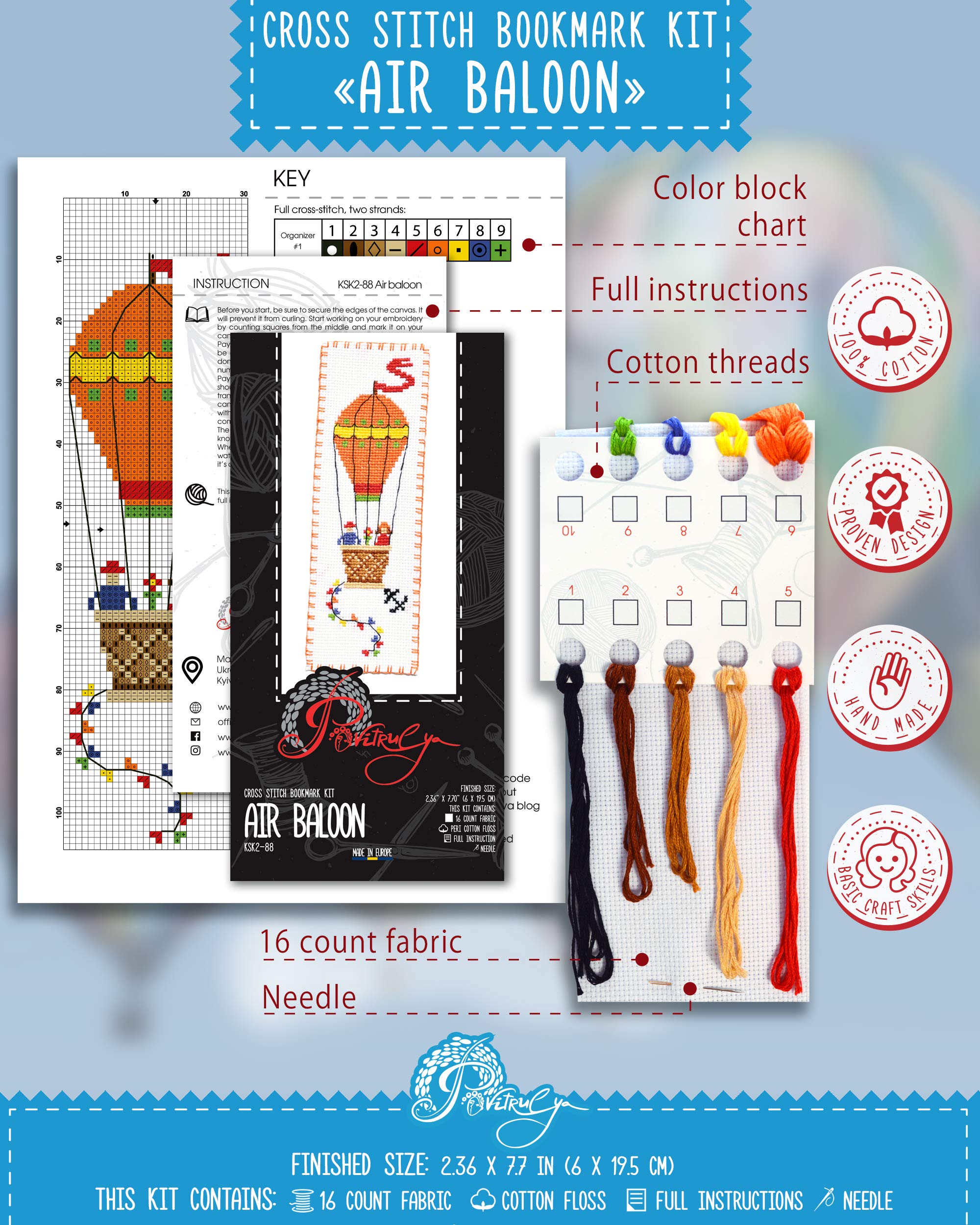 Povitrulya Kreuzstich-Set „Wise Owl“ – DIY Lesezeichen Zum Sticken – Eulen-Motiv Mit Aida-Stoff & Fäden