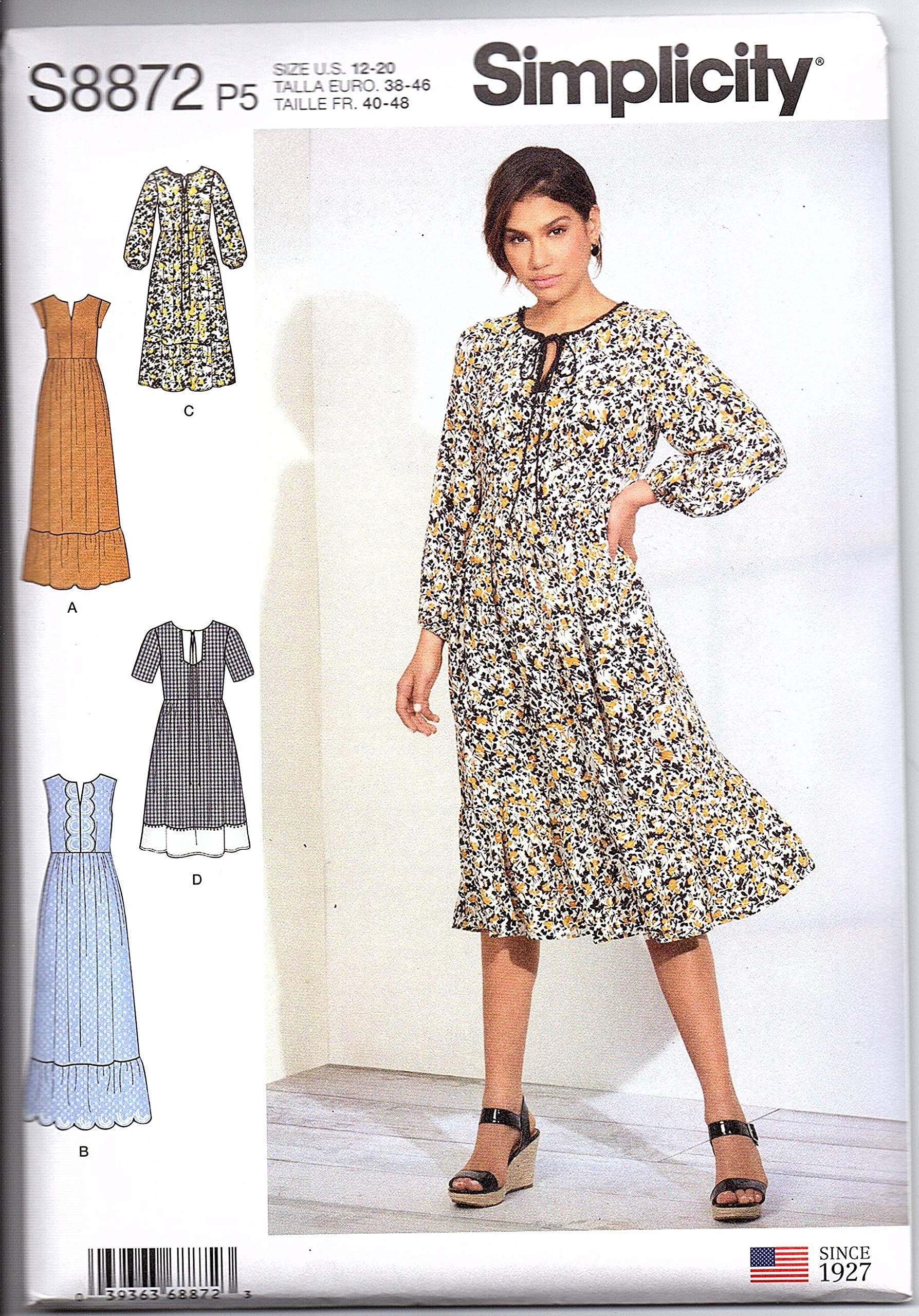 Sewing Pattern S8872 Misses' Pullover Dress, Paper, WHITE, VARIOUS