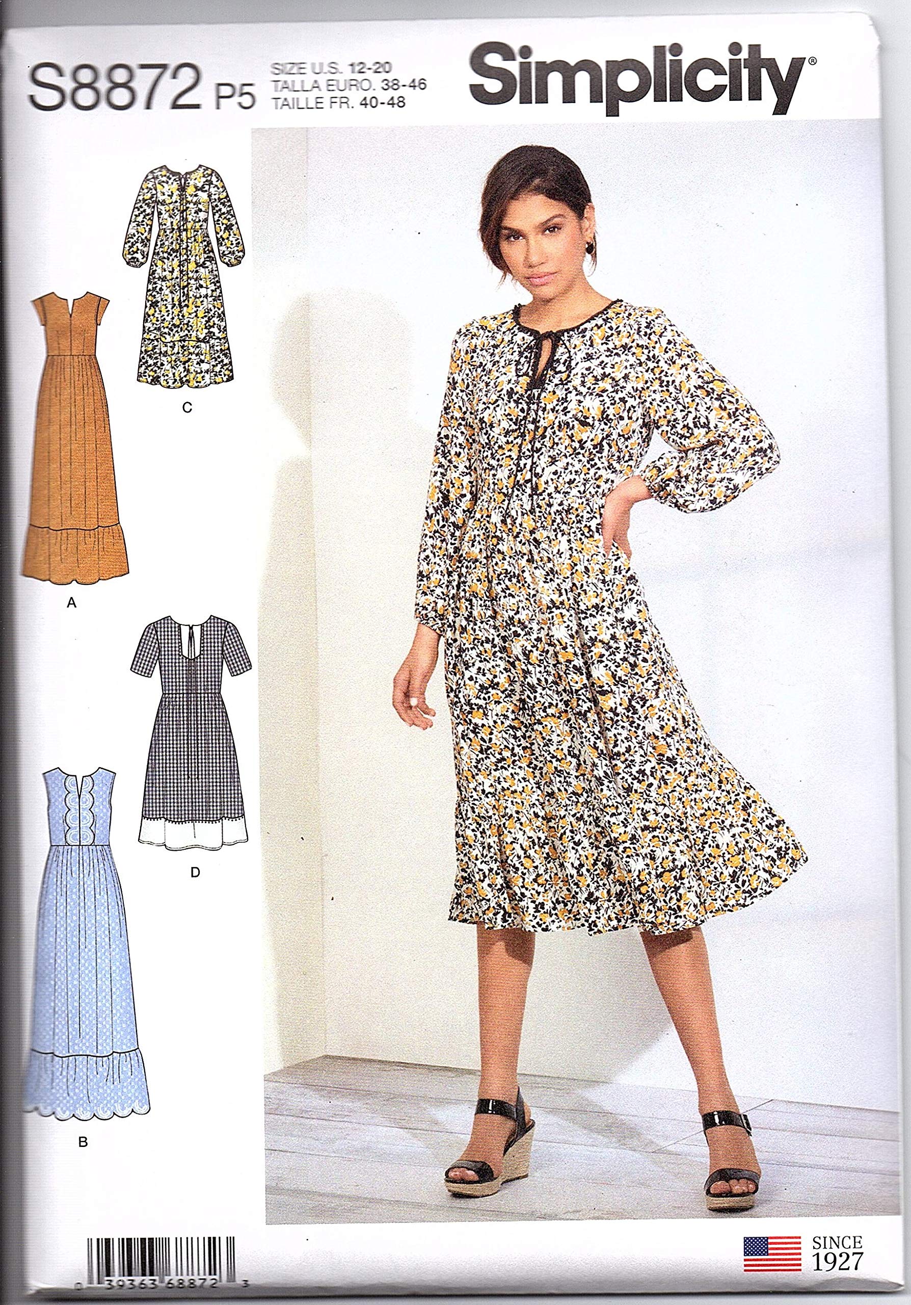 SimplicitySewing Pattern S8872 Misses' Pullover Dress, Paper, WHITE, VARIOUS