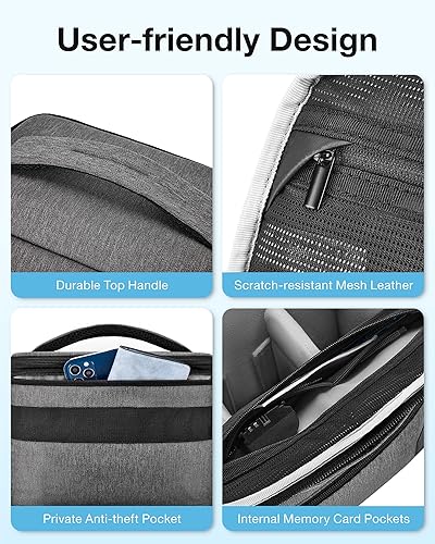 Miniatura 24 de BAGSMART Bolsa pequeña para cámara para fotógrafos, bolsas de hombro compactas para cámaras DSLR/SLR/SLR/sin espejo, funda cruzada impermeable