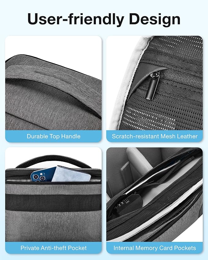 Bolso Bandolera Compacto para Cámara, Gris miniatura 6