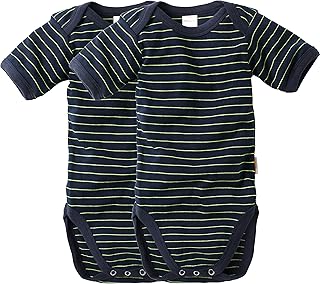 wellyou Baby und Kinder Doppelpack kurzarmbody/Baby-Body Junge aus 100% Baumwolle, Kurzarm 2er Set in Marine Neongelb gr 5...