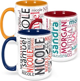 Personalized Coffee Mugs w/Word Cloud Art, 12 Colors & 9 Font Art, 15 oz. Custom Gifts for Couples, Men, Women - Royal Blue/White, Ceramic Keepsake Mug, Personalized Gifts
