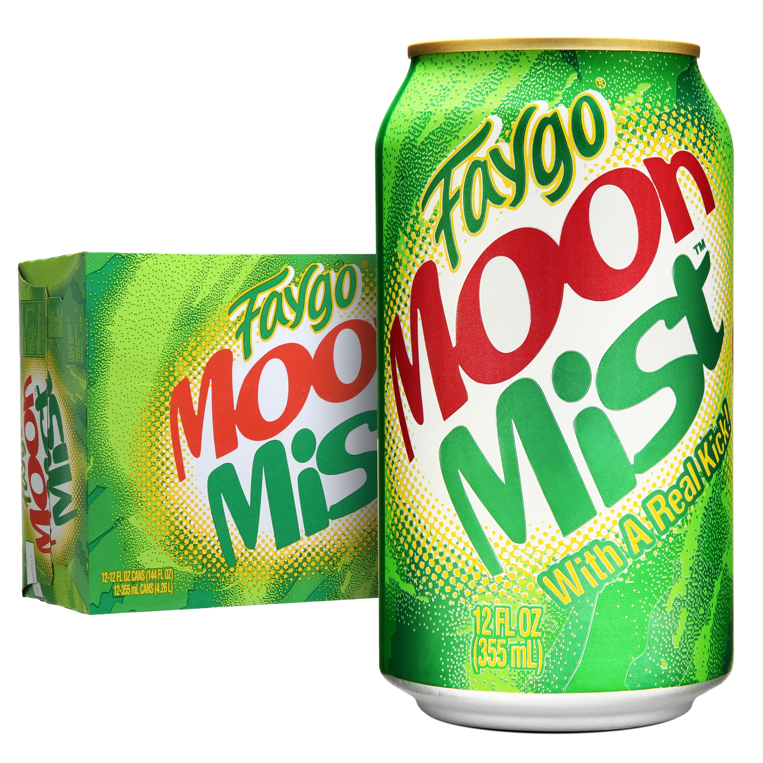 Faygo Moon Mist | 12-Pack of 12oz Cans | Citrus Soda with Lemon-Lime Kick | Caffeinated | Bright & Refreshing