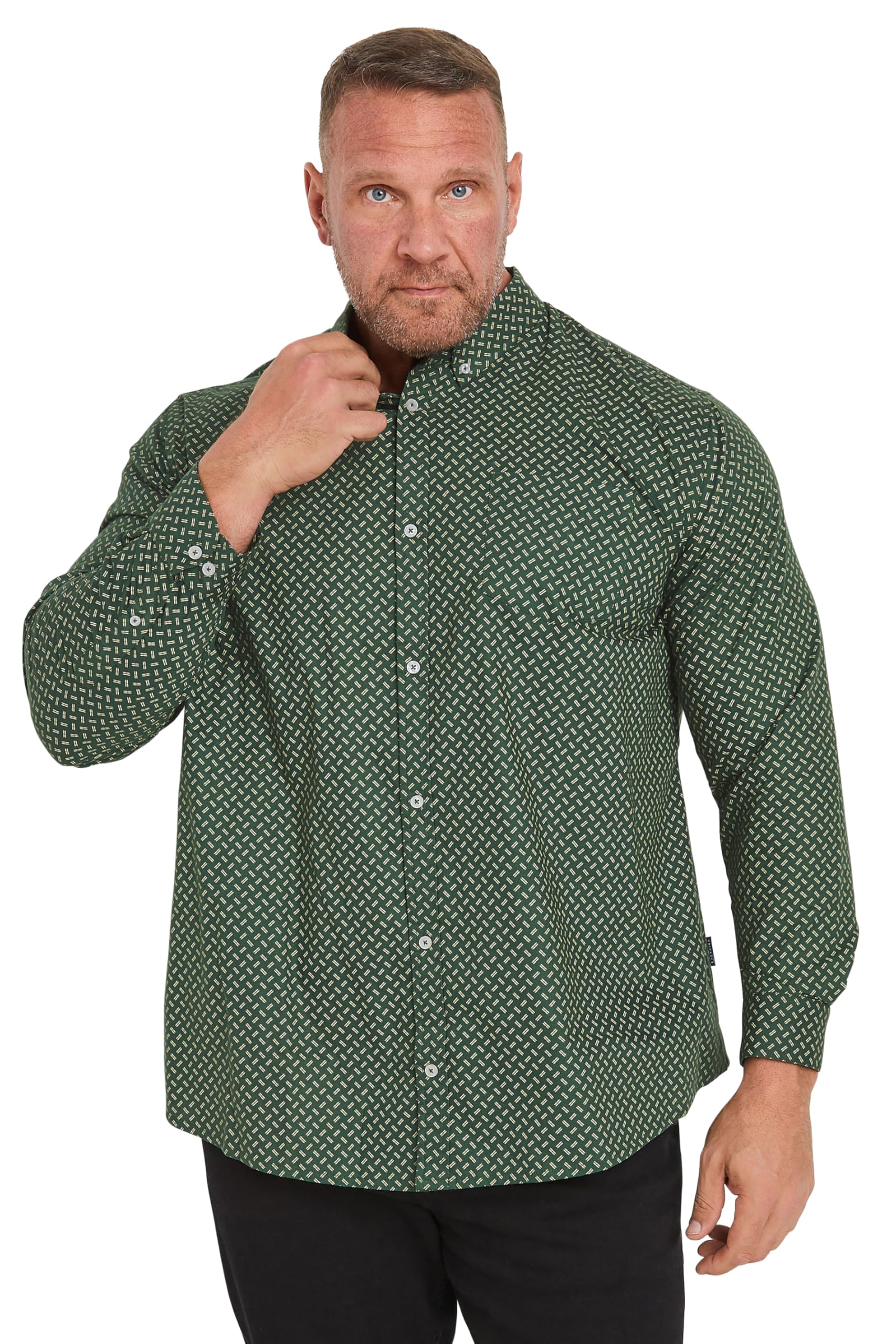 BadRhino Big & Tall Geometric Print Party Shirt - Men's - Plus Size Curve Green