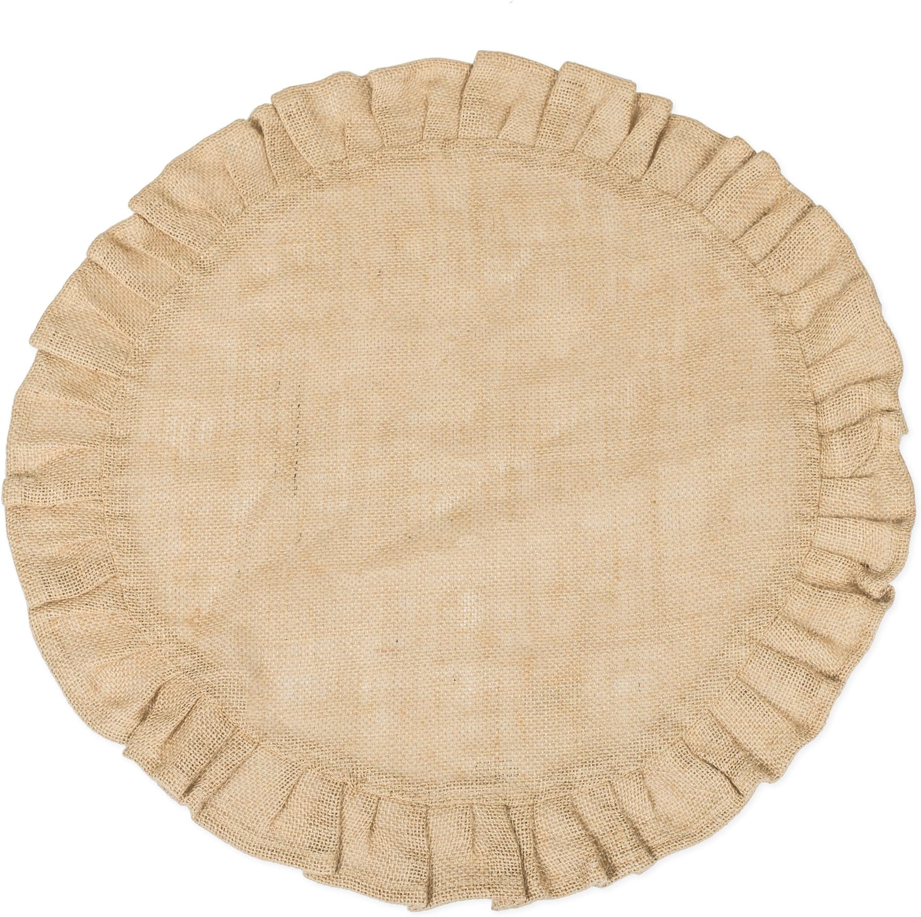 Rustic Farmhouse Burlap Round Placemats, Set of 4, Size in