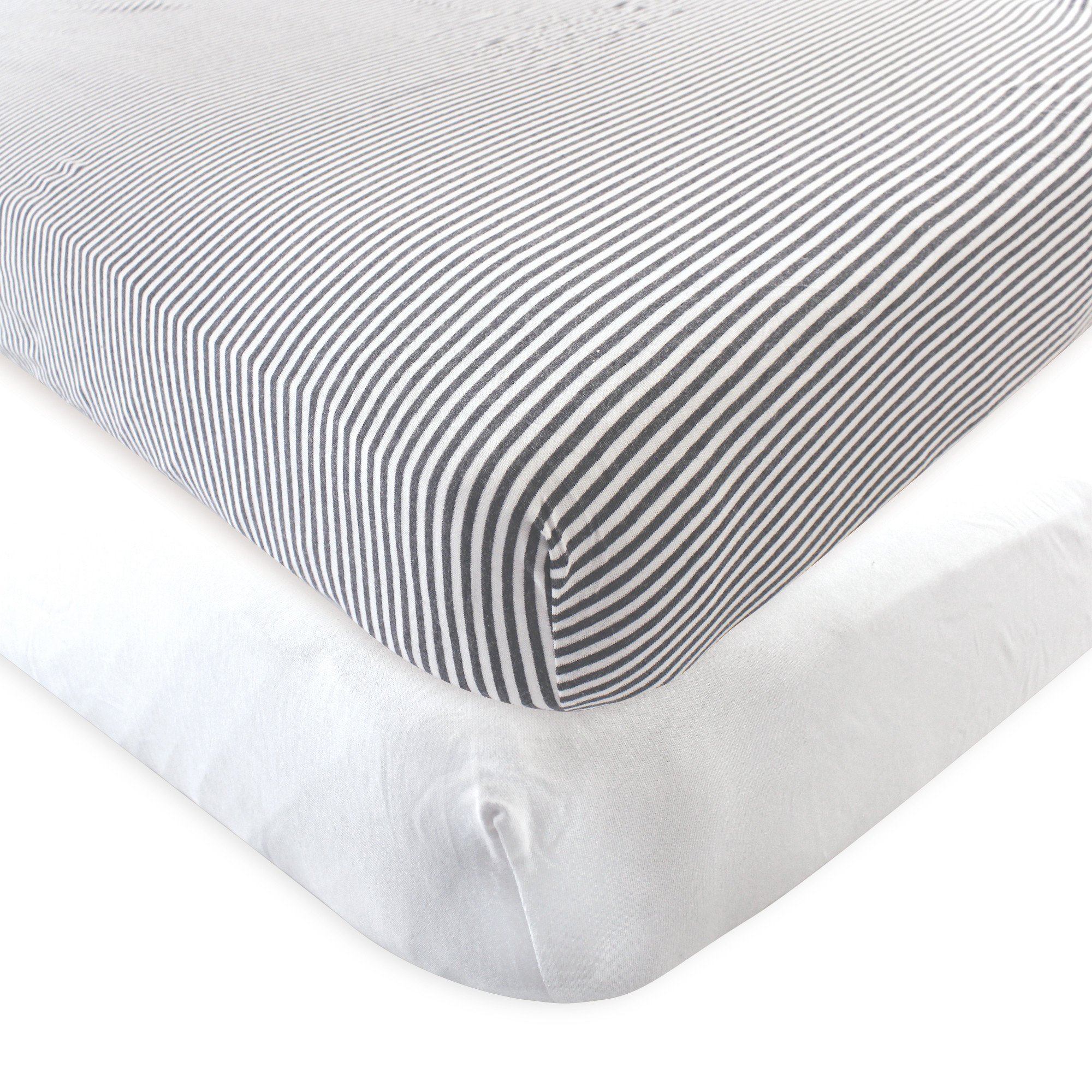 Touched by Nature Unisex Baby and Toddler Organic Cotton Crib Sheet, White Heather Charcoal, One Size