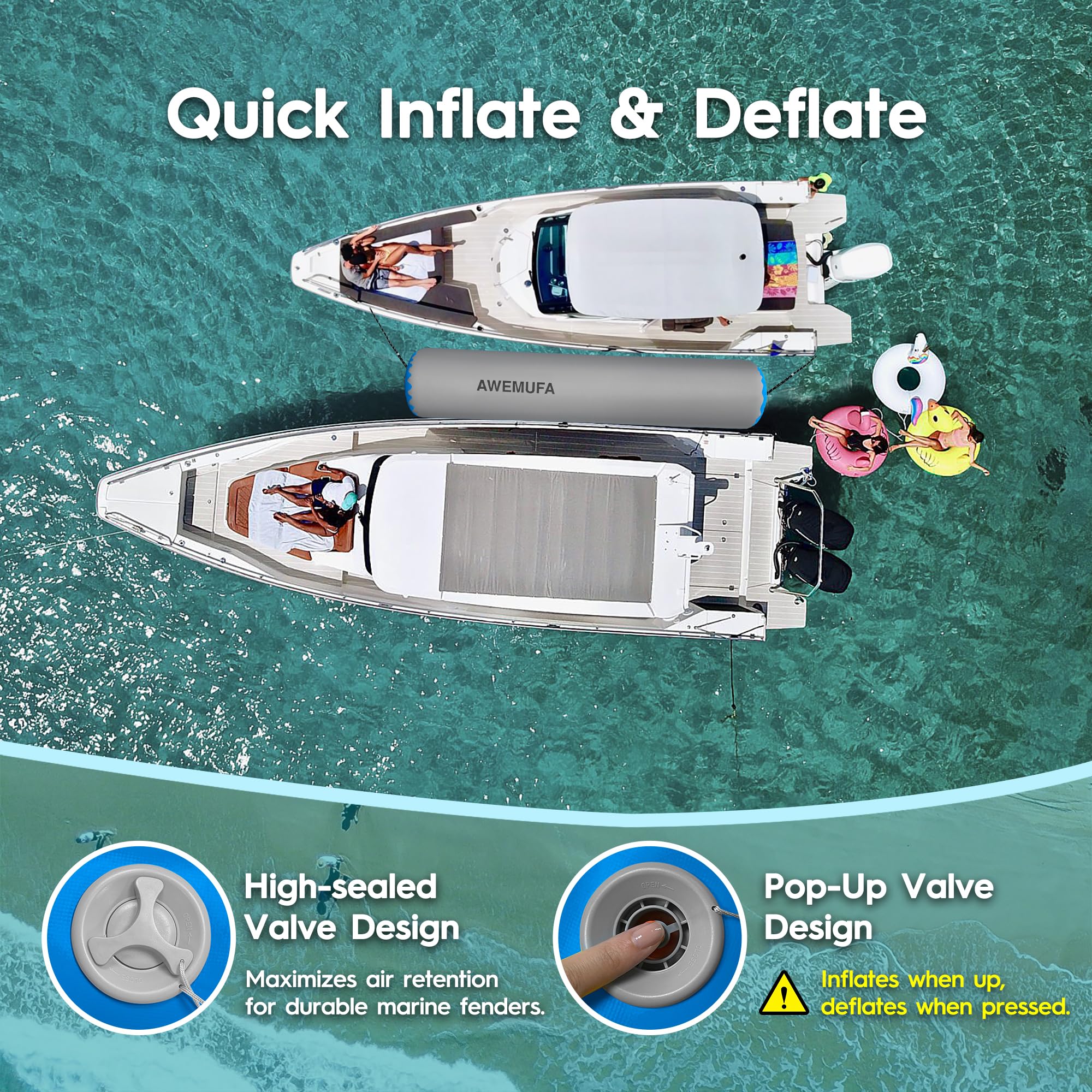 AWEMUFA 10ft Heavy Duty Inflatable Boat Fender Gallery Image